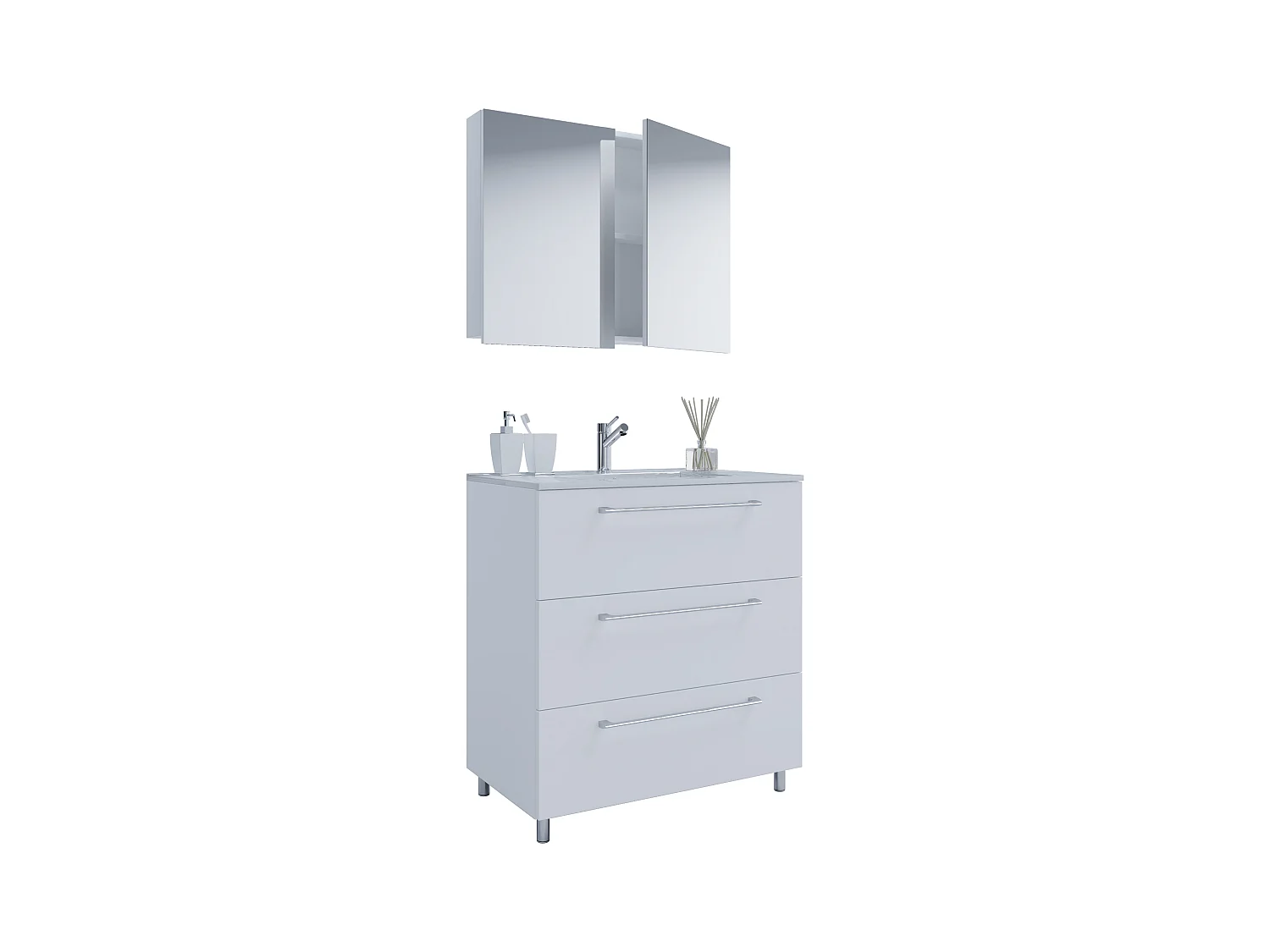 3-tlg. Waschplatz Waschtisch Badinos Schublade SP