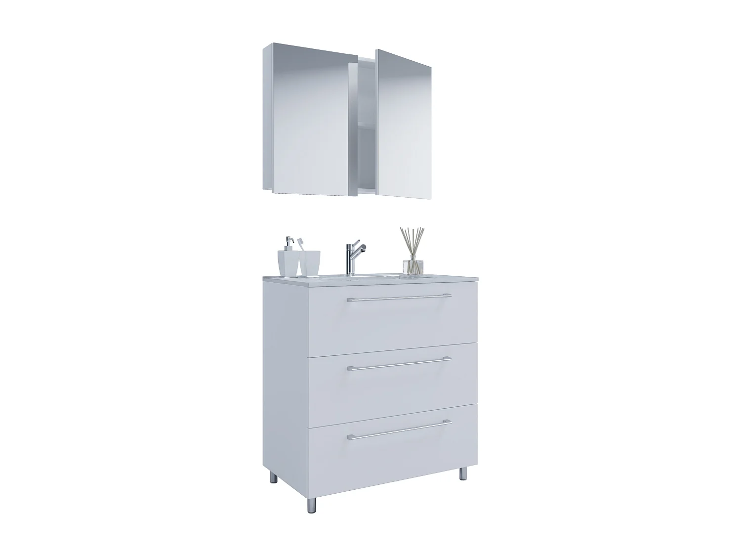 Bathroom furniture washbasin Badinos White H. 145 x W. 80 x 46 cm