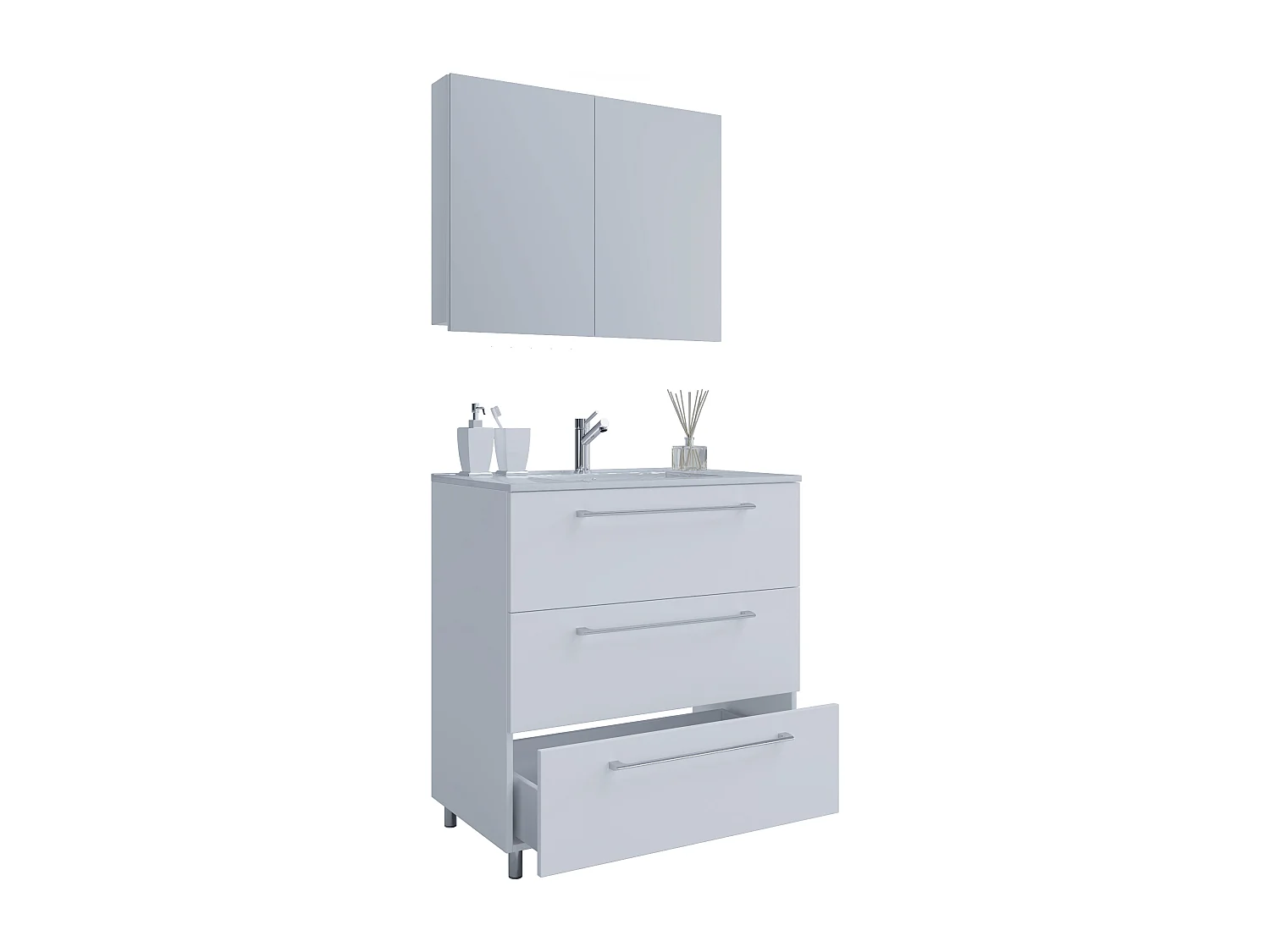 Bathroom furniture washbasin Badinos White H. 145 x W. 80 x 46 cm