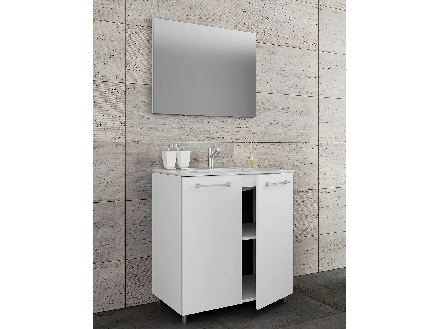 Bathroom furniture washbasin Badinos White H. 143 x W. 80 x D. 46 cm