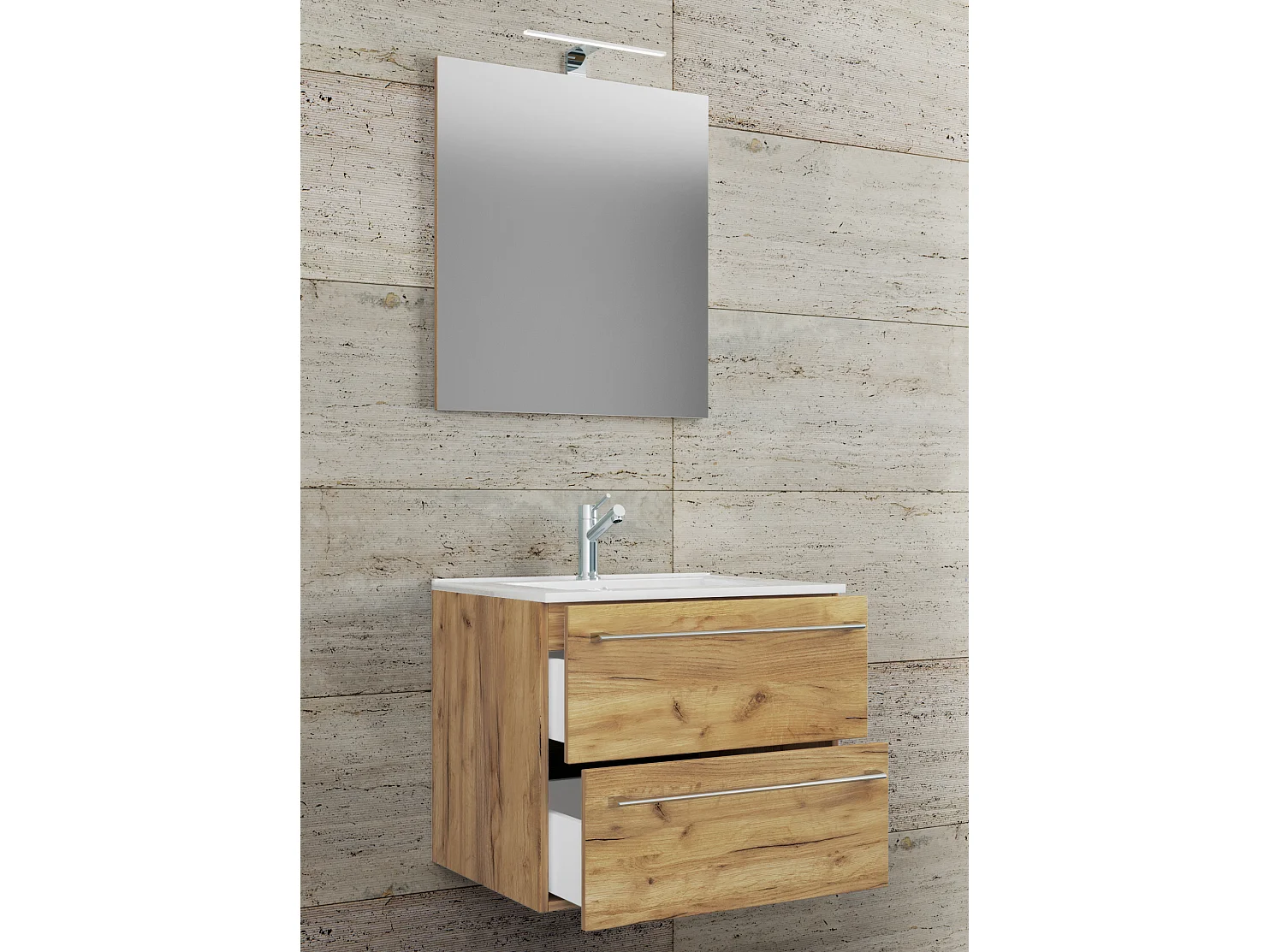 Bathroom furniture washbasin Badinos Honey oak H. 92 x W. 60 x D. 46 cm