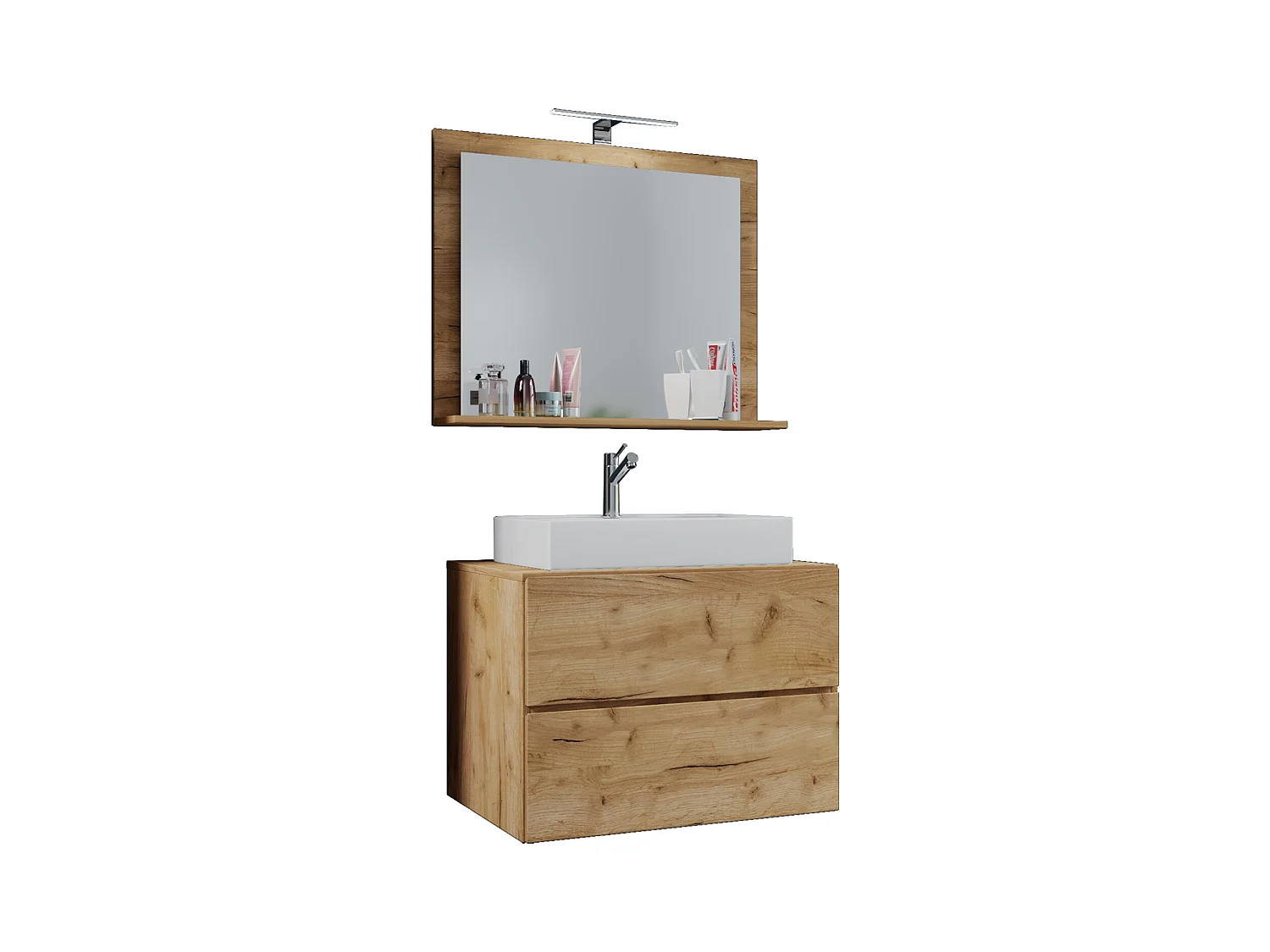 Bathroom furniture washbasin Lendas Honey oak H. 134 x W. 60 x D. 51 cm