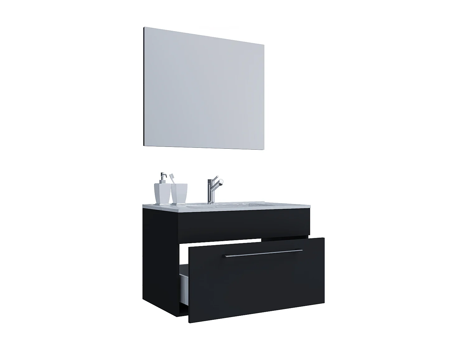 Bathroom furniture washbasin Badinos Black H. 111 x W. 80 x D. 46 cm