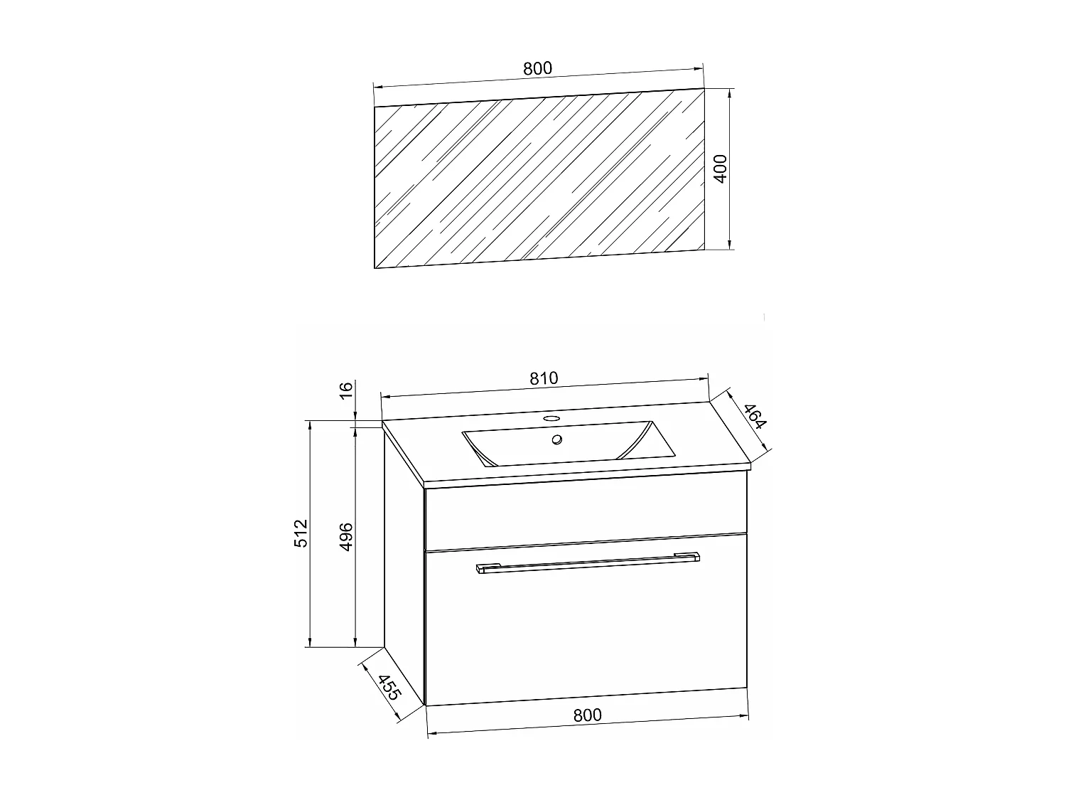 Bathroom furniture washbasin Badinos Black H. 111 x W. 80 x D. 46 cm