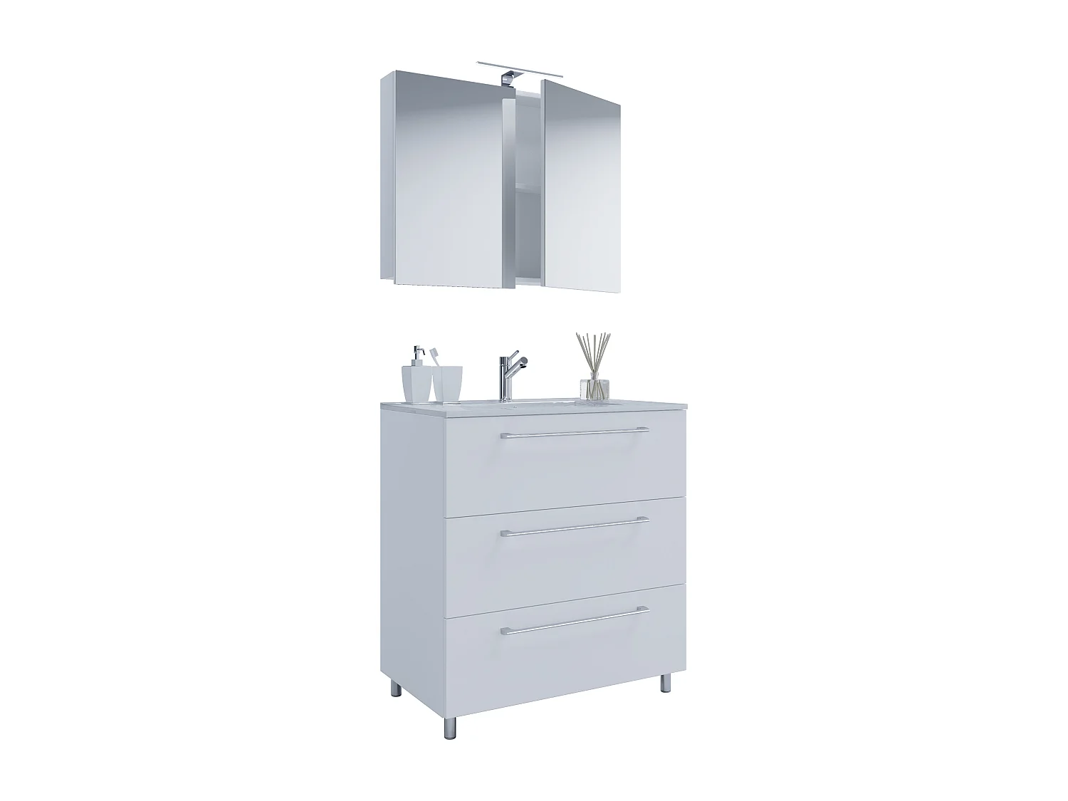 Bathroom furniture washbasin Badinos White H. 145 x W. 60 x 46 cm