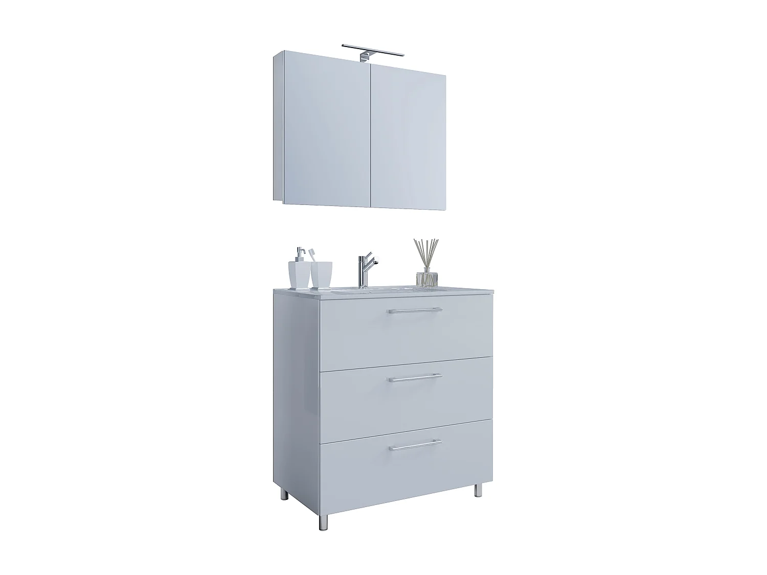 Bathroom furniture washbasin Badinos White H. 145 x W. 60 x 46 cm