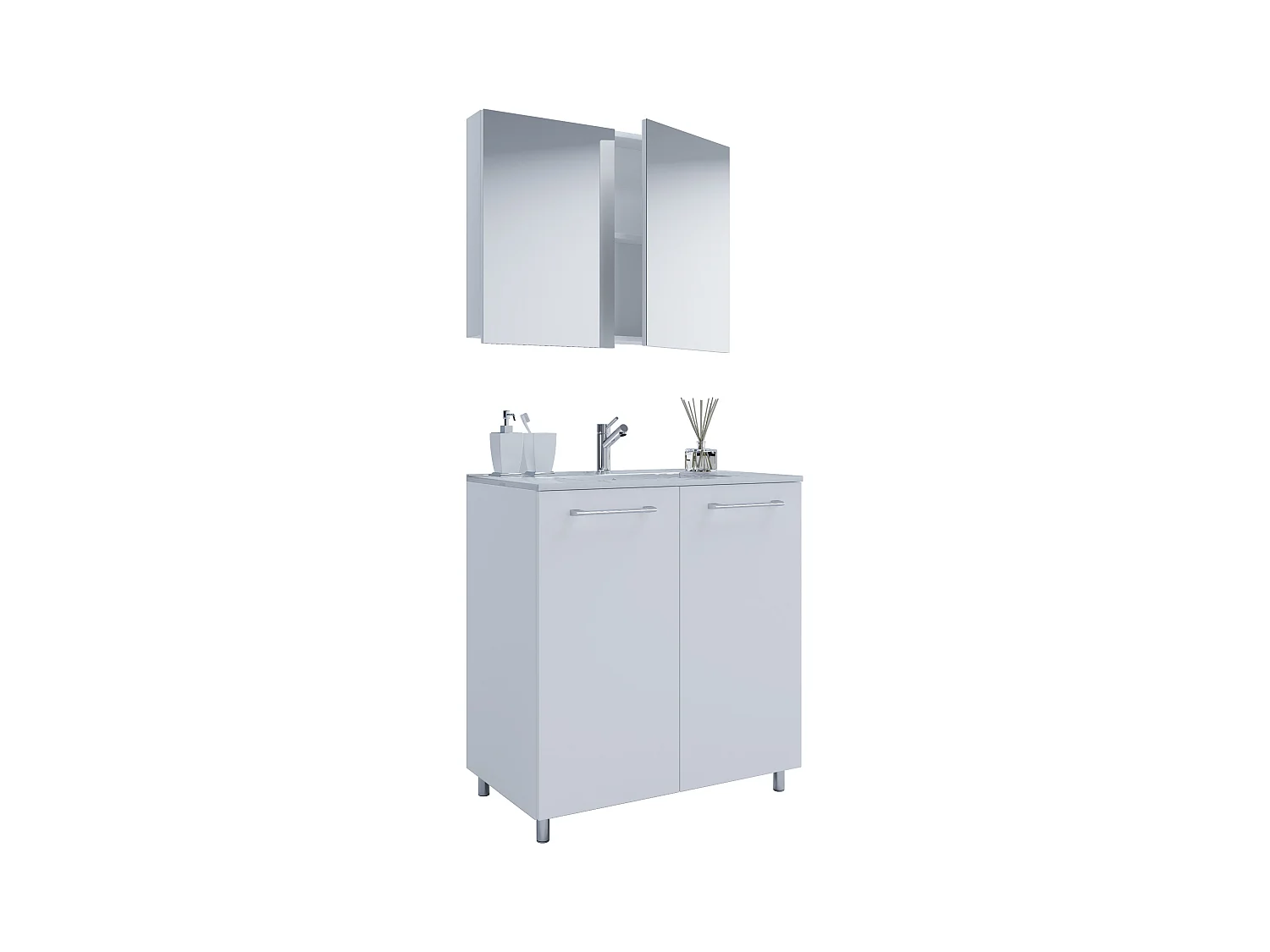 Bathroom furniture washbasin Badinos White H. 145 x W. 60 x D. 46 cm