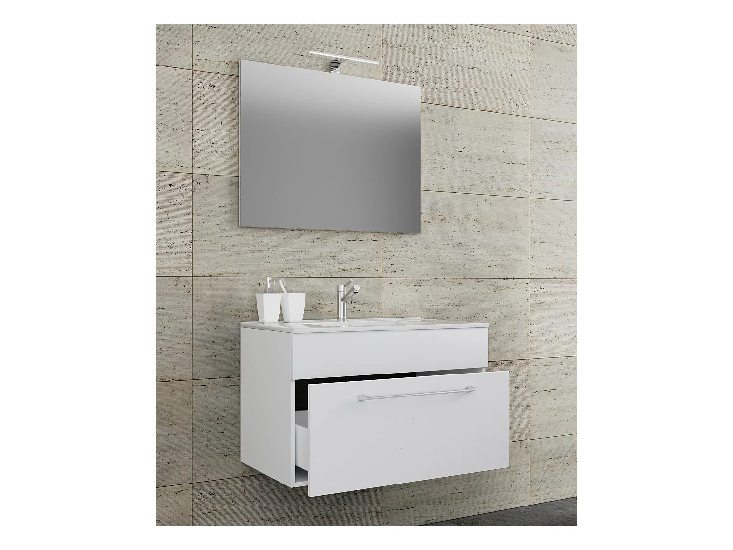 Bathroom furniture washbasin Badinos White H. 111 x W. 60 x D. 46 cm
