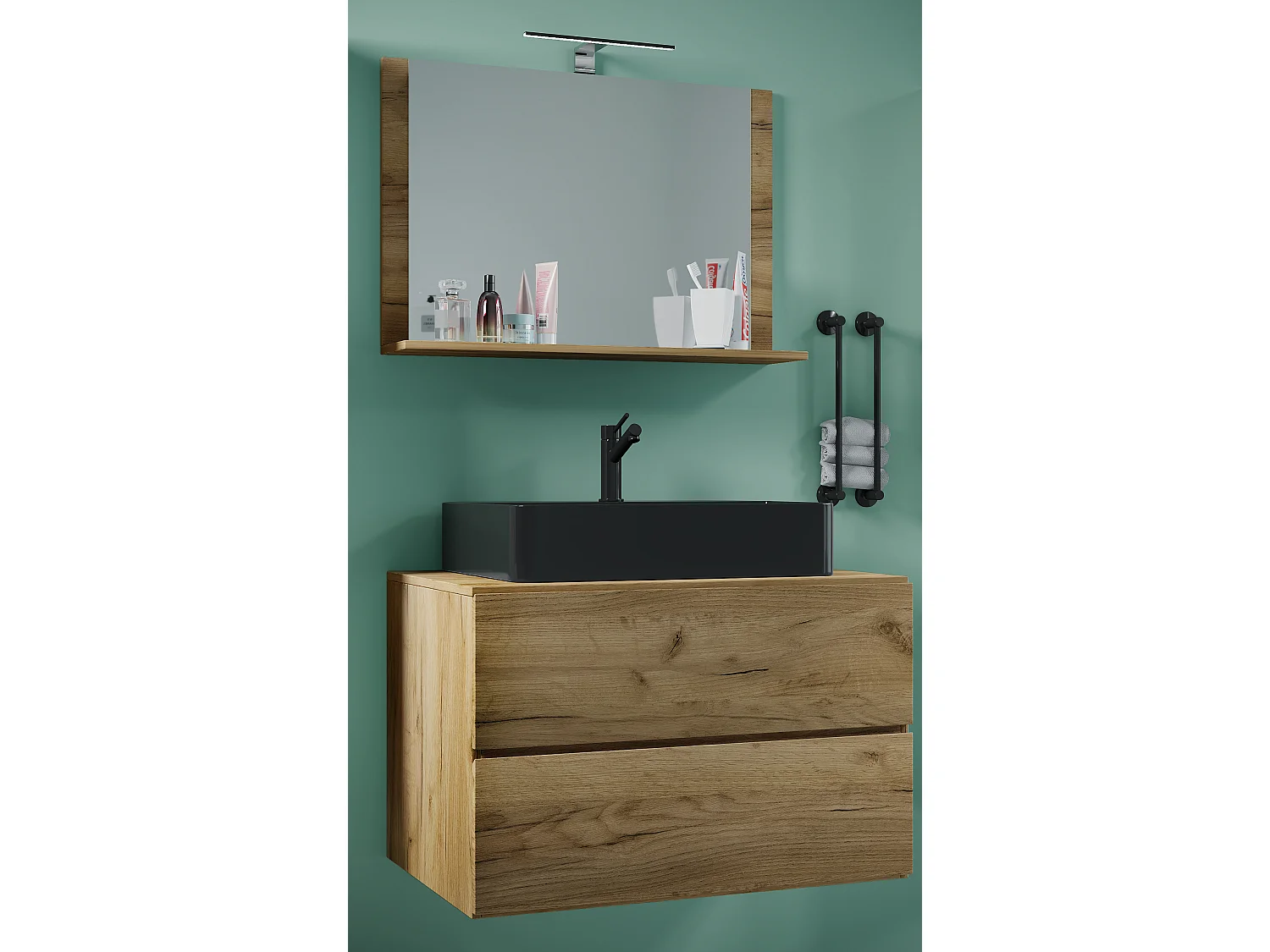 Bathroom furniture washbasin Lendas Honey oak H. 134 x W. 80 x D. 51 cm