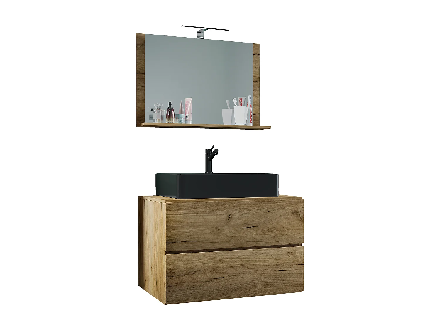 Bathroom furniture washbasin Lendas Honey oak H. 134 x W. 80 x D. 51 cm