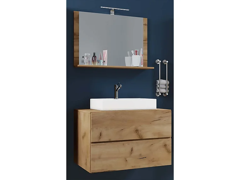 Bathroom furniture washbasin Lendas Honey oak H. 134 x W. 80 x D. 51 cm
