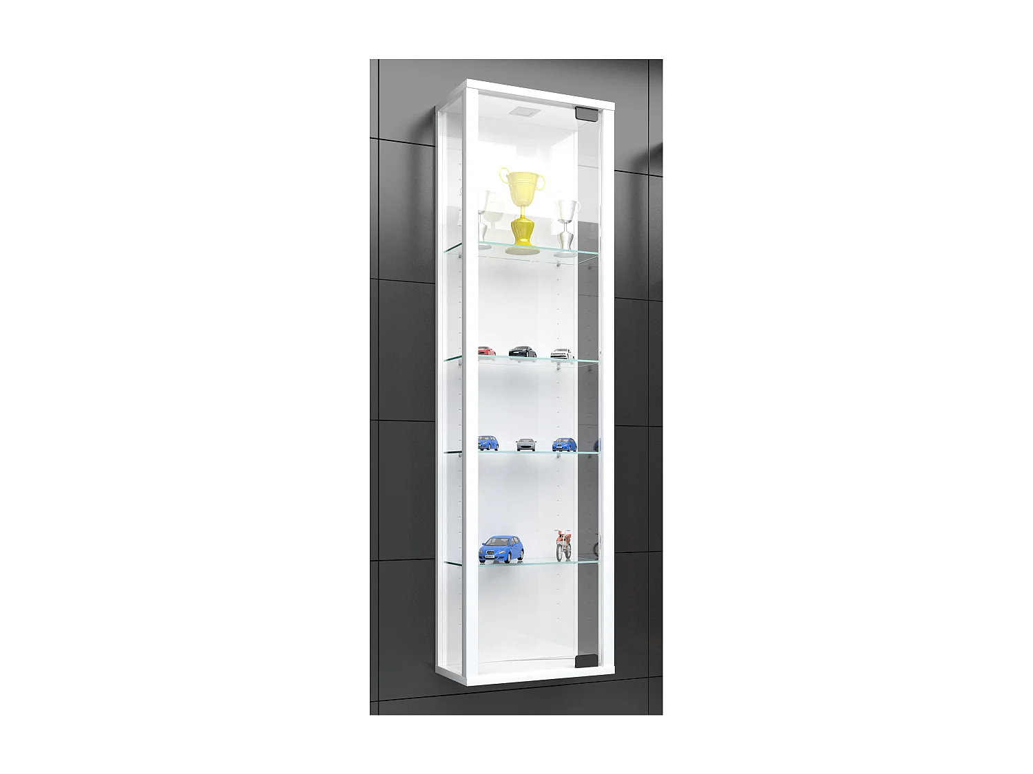 Wall display cabinet Stano White H. 115 x W. 33 x D. 18 cm