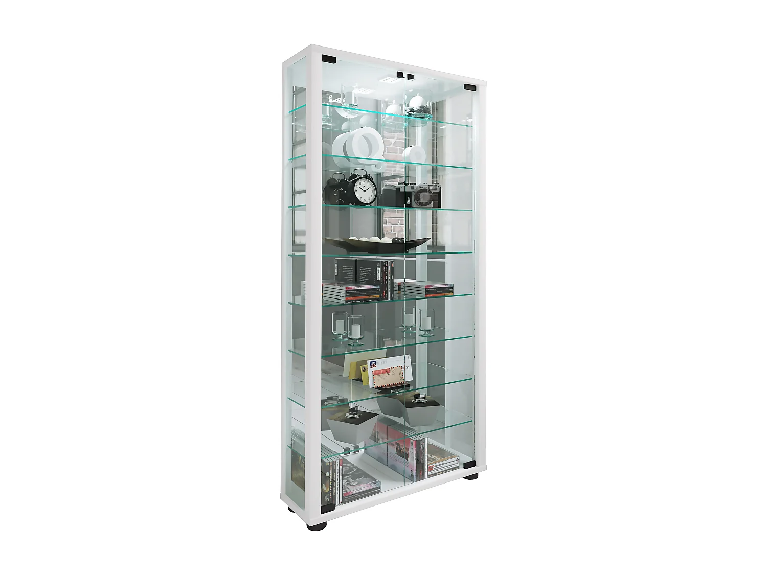 Glas Stand Vitrine Sammelvitrine Lumo Maxi Spiegel