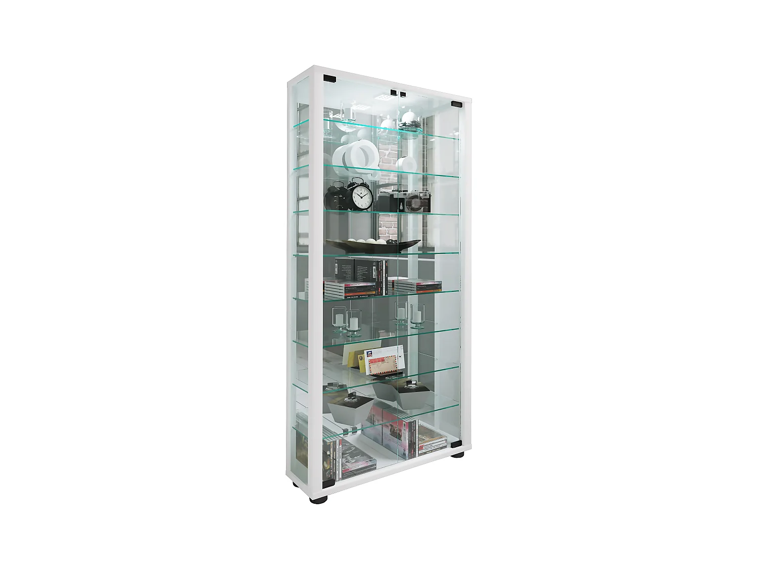 Glas Stand Vitrine Sammelvitrine Lumo Maxi Spiegel