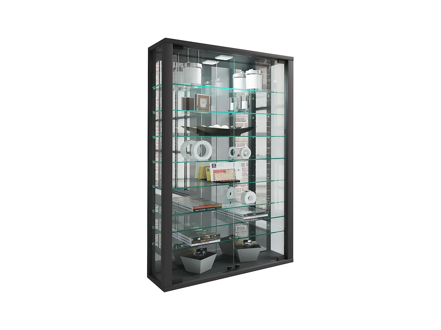 Wall display cabinet Vitrosa Black H. 91 x W. 59 x D. 18 cm
