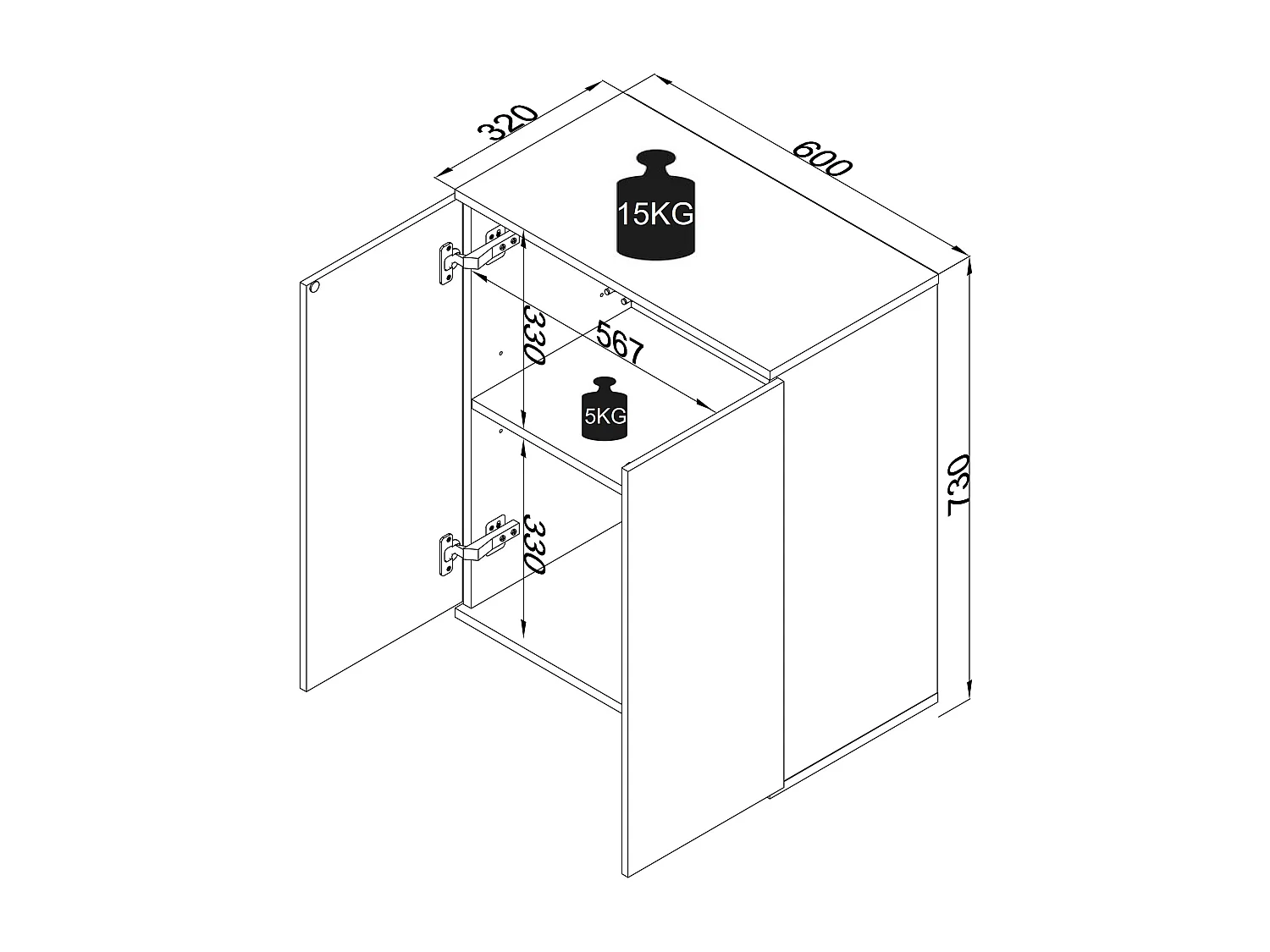 VCM Cômoda em madeira | Prancha lateral com portas giratórias | Dimensões aprox. A. 73 x L. 60 x P. 32 cm - Dalosa 2 (antracite / carvalho mel)