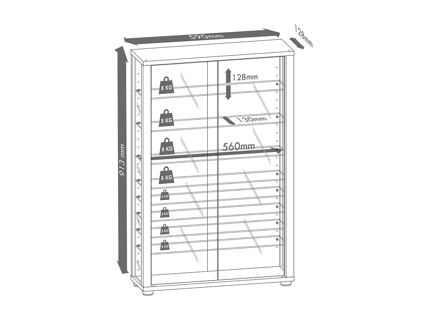Standing cabinet Lumo White H. 90 x W. 59 x D. 18 cm