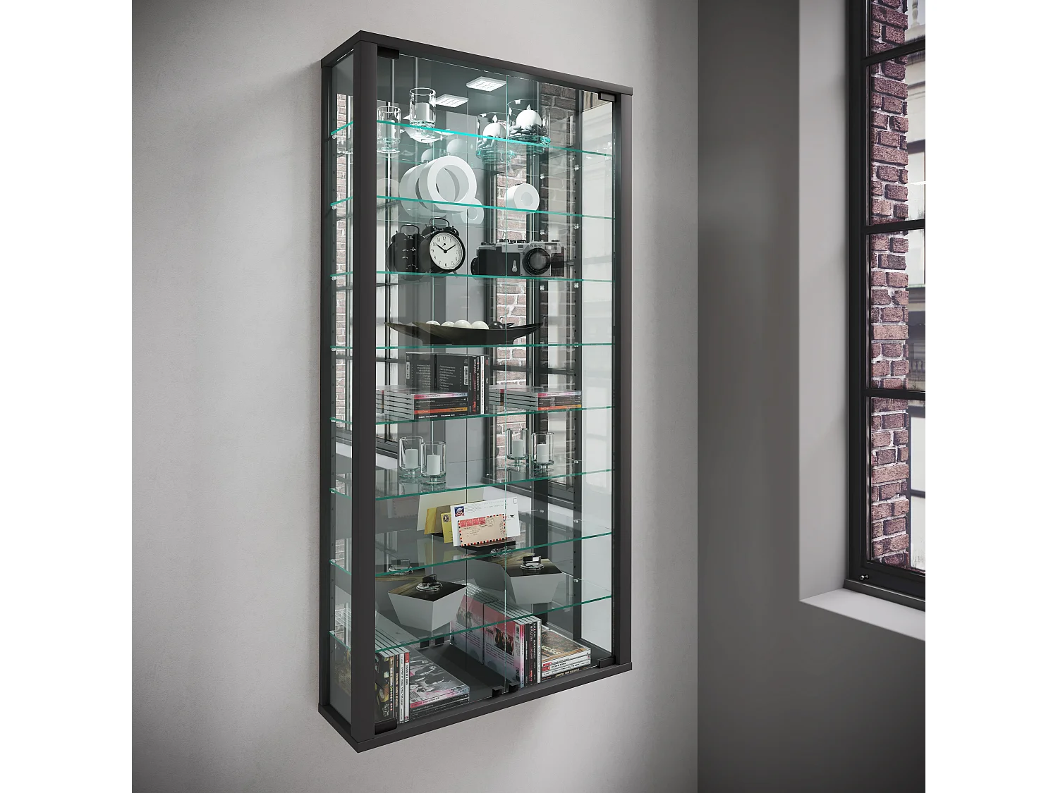 Wandvitrine Glasvitrine Vitrosa Maxi Spiegel