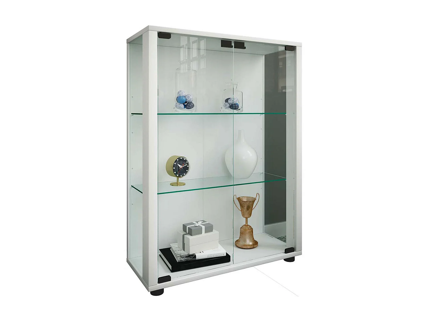 Sintalo vitrine 2 portes en verre blanc.