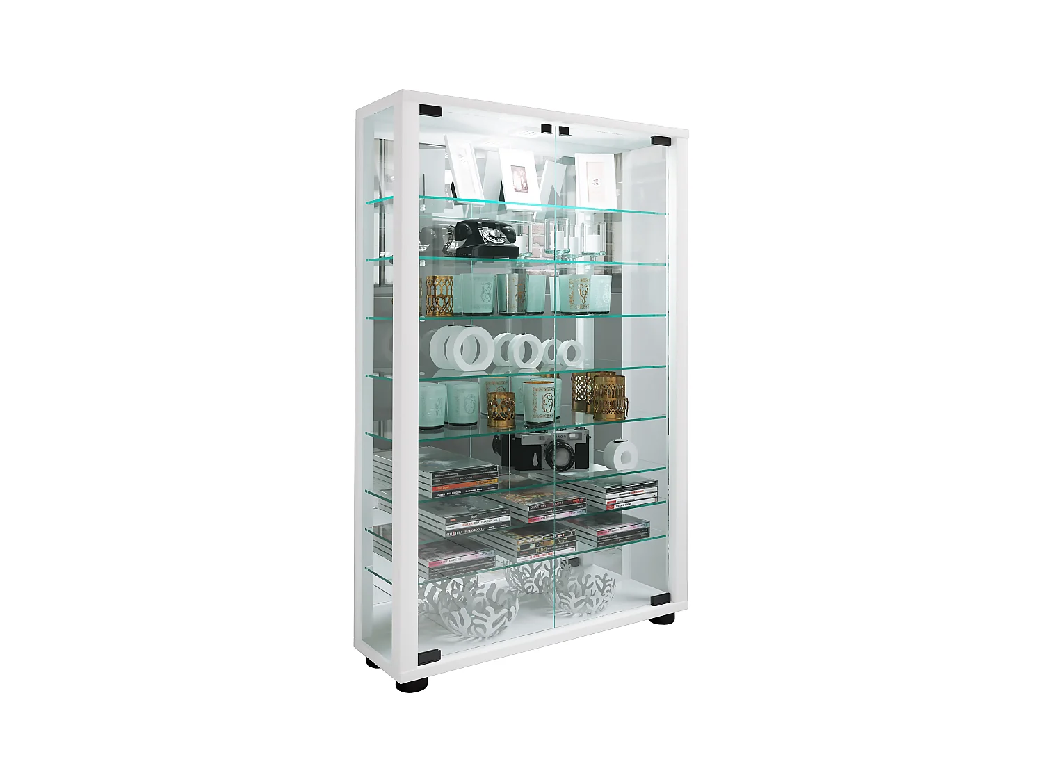 Glazen Stand Showcase Lumo Mini Spiegel