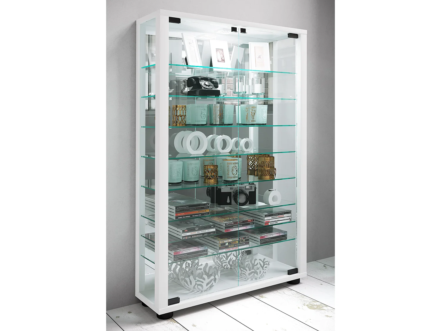 Glazen Stand Showcase Lumo Mini Spiegel