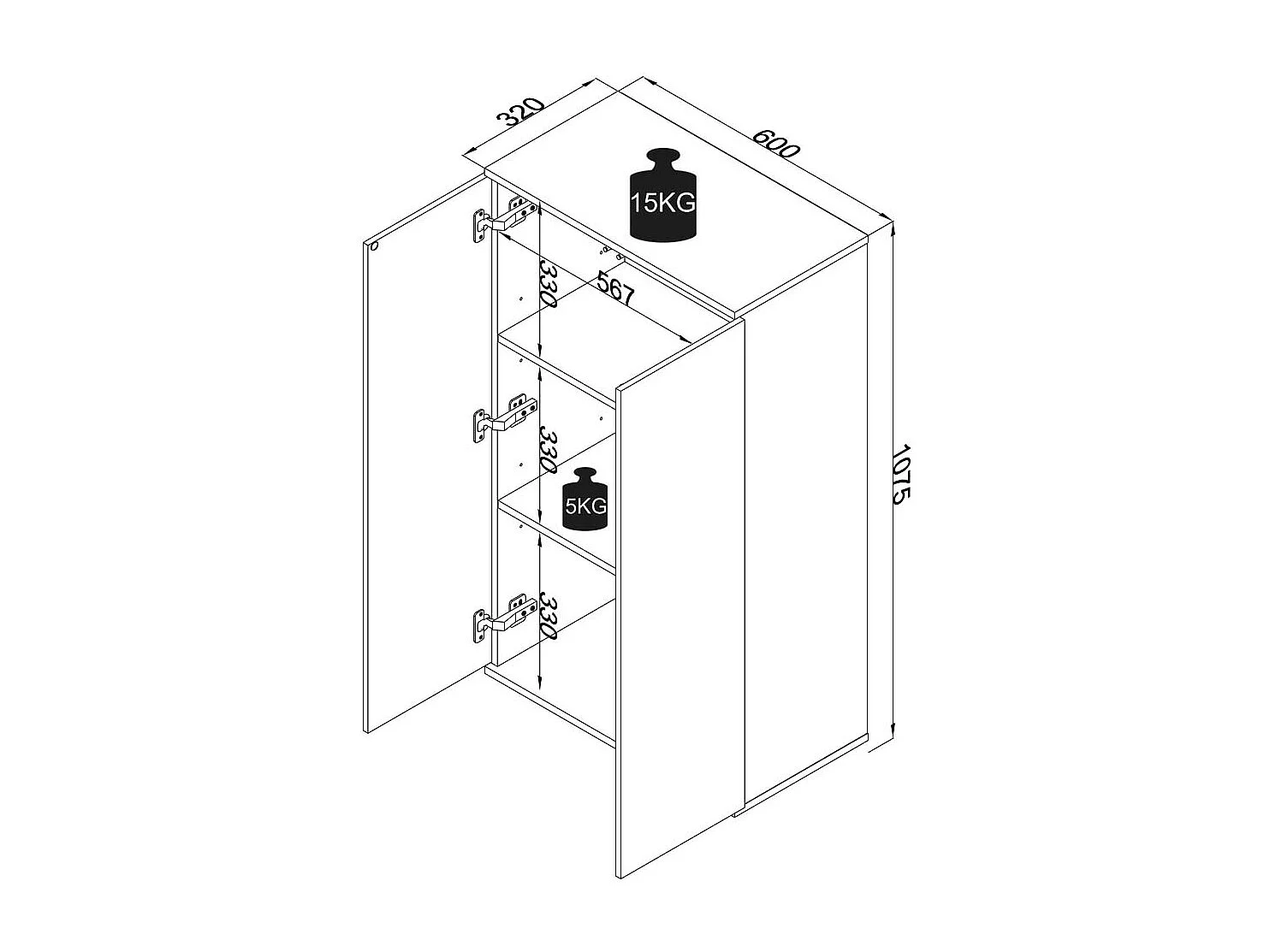 Holz Kommode Sideboard Anrichte Dalosa 3 Drehtüren