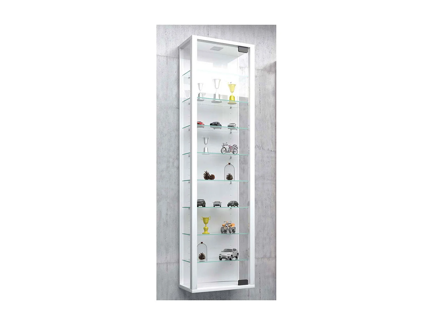 Wall display cabinet Stano White H. 115 x W. 33 x D. 18 cm