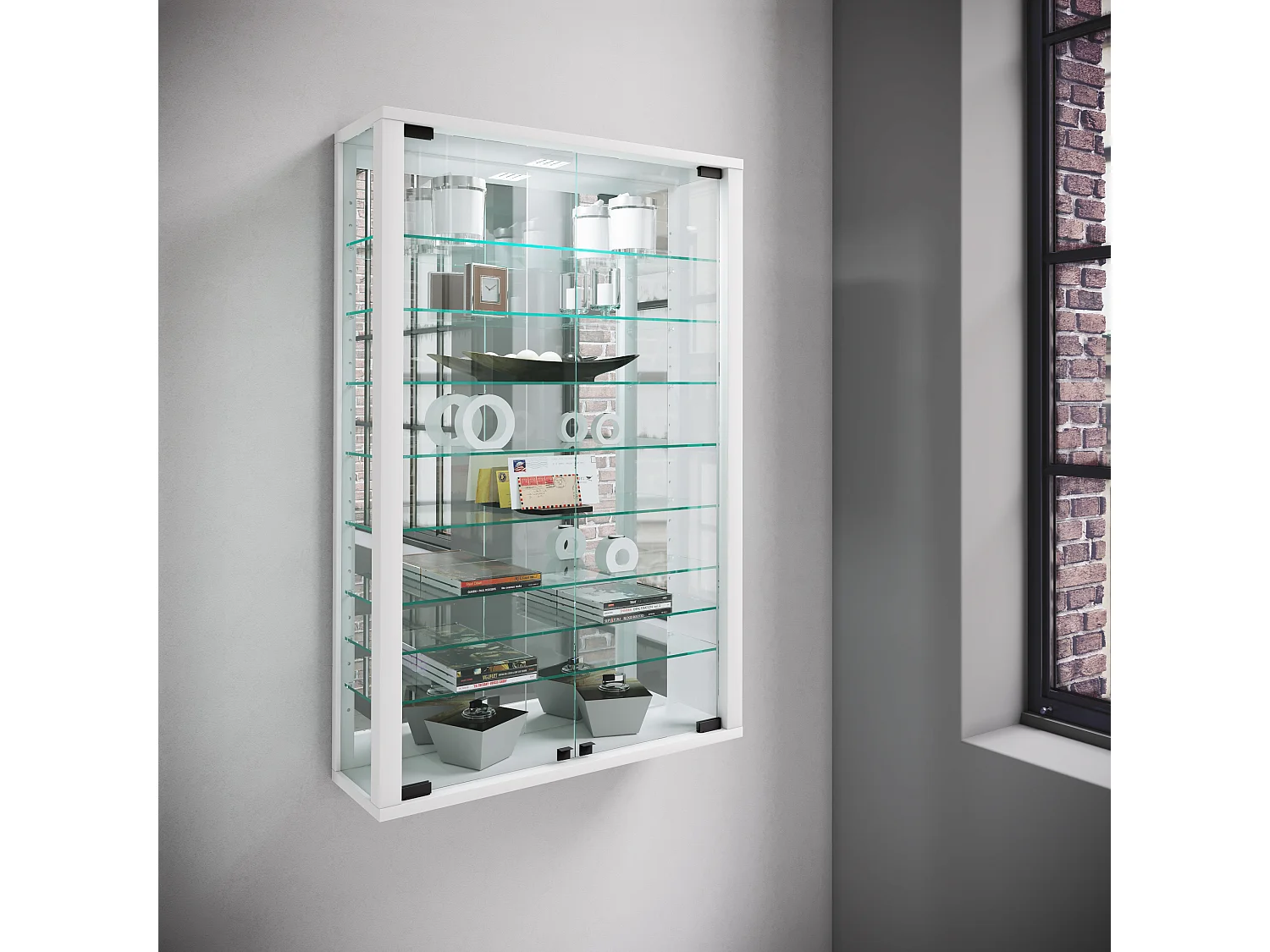 Wandvitrinekast Glazen vitrine Vitrosa Spiegel