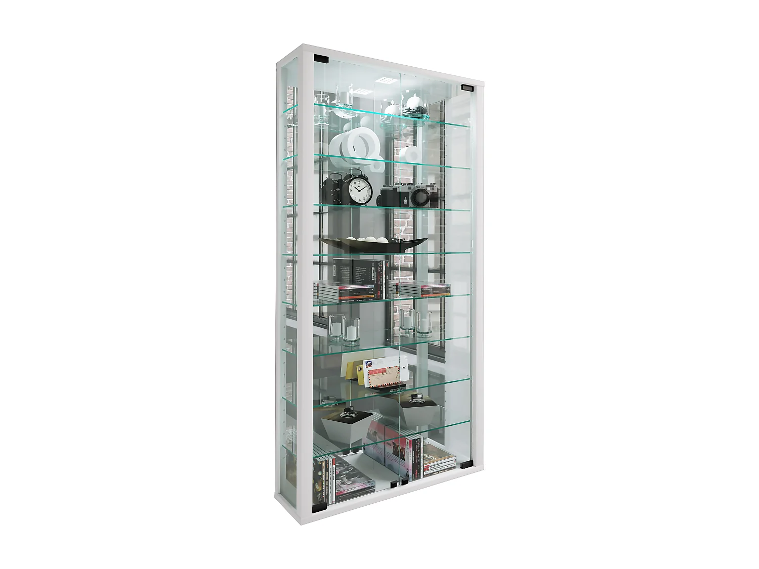 Wall display cabinet Vitrosa White H. 115 x W. 59 x D. 18 cm