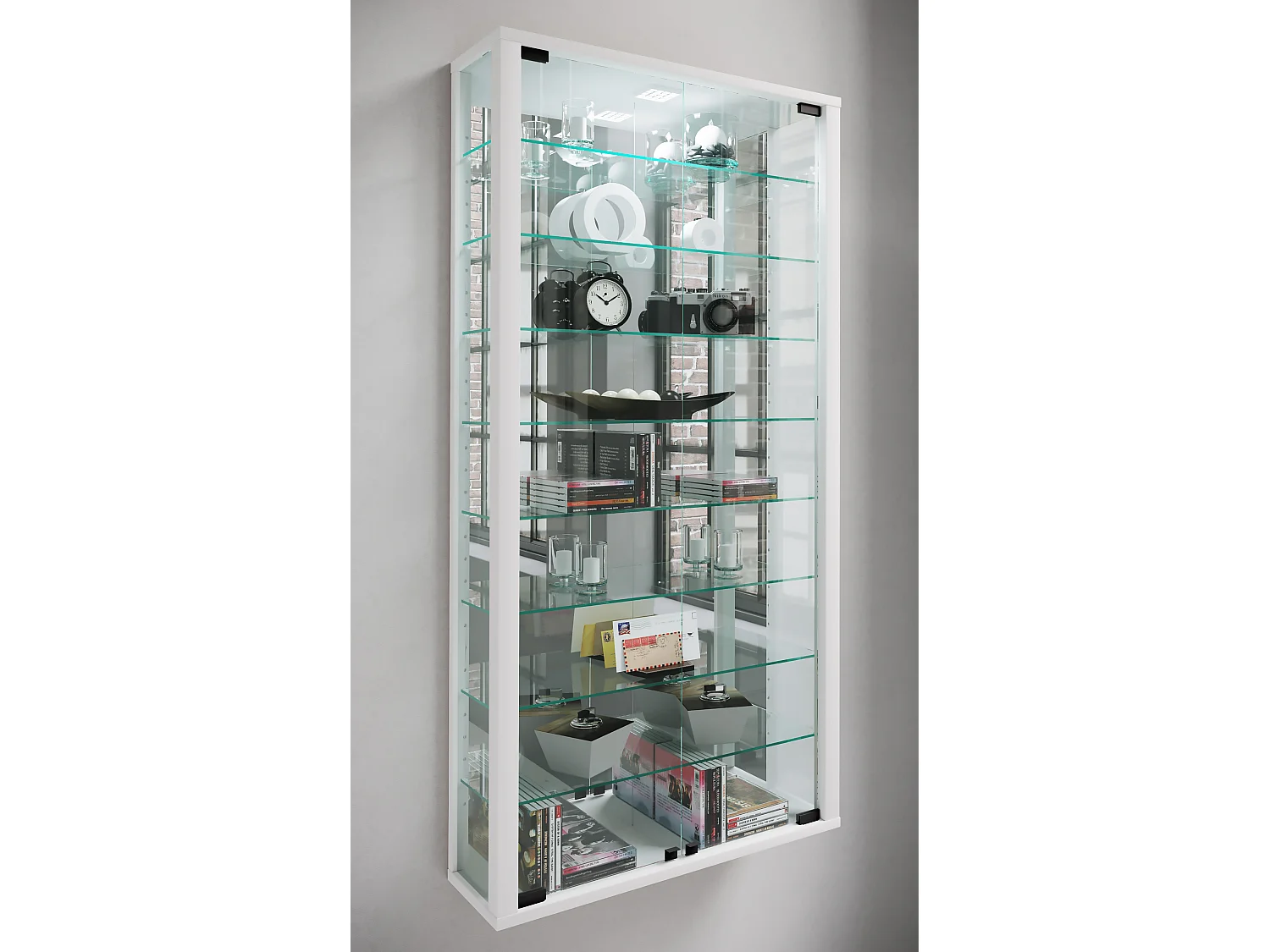 Wall display cabinet Vitrosa White H. 115 x W. 59 x D. 18 cm