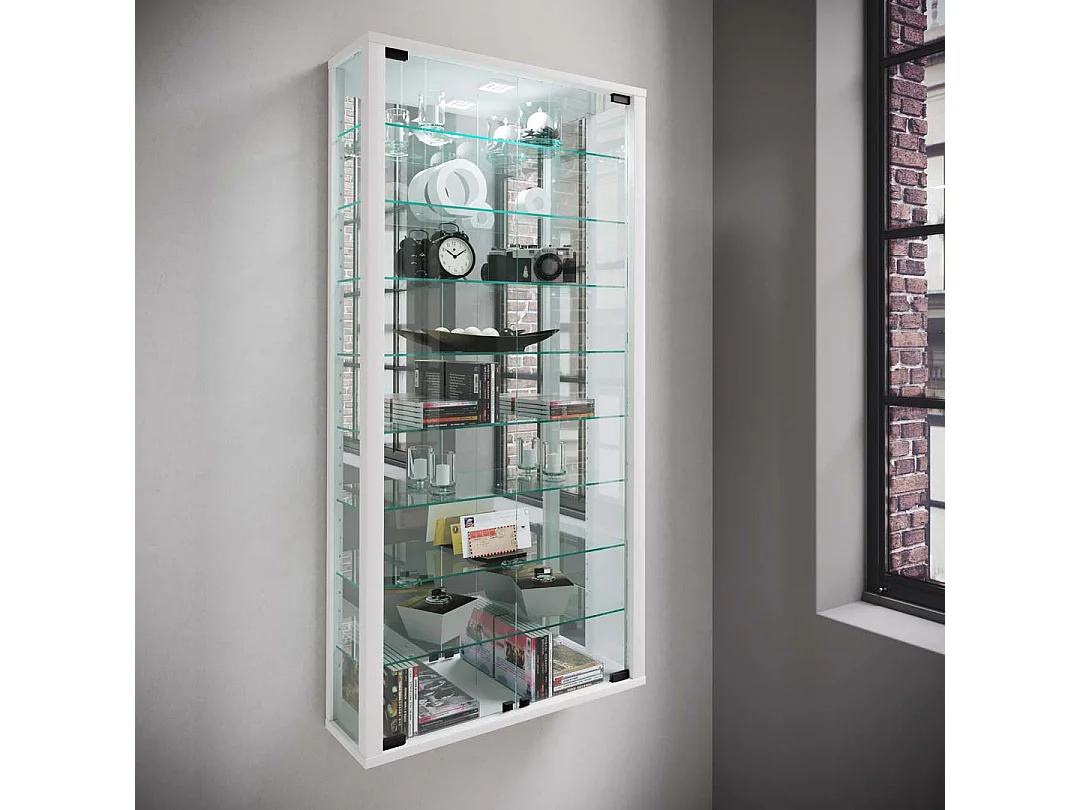 Wall display cabinet Vitrosa White H. 115 x W. 59 x D. 18 cm