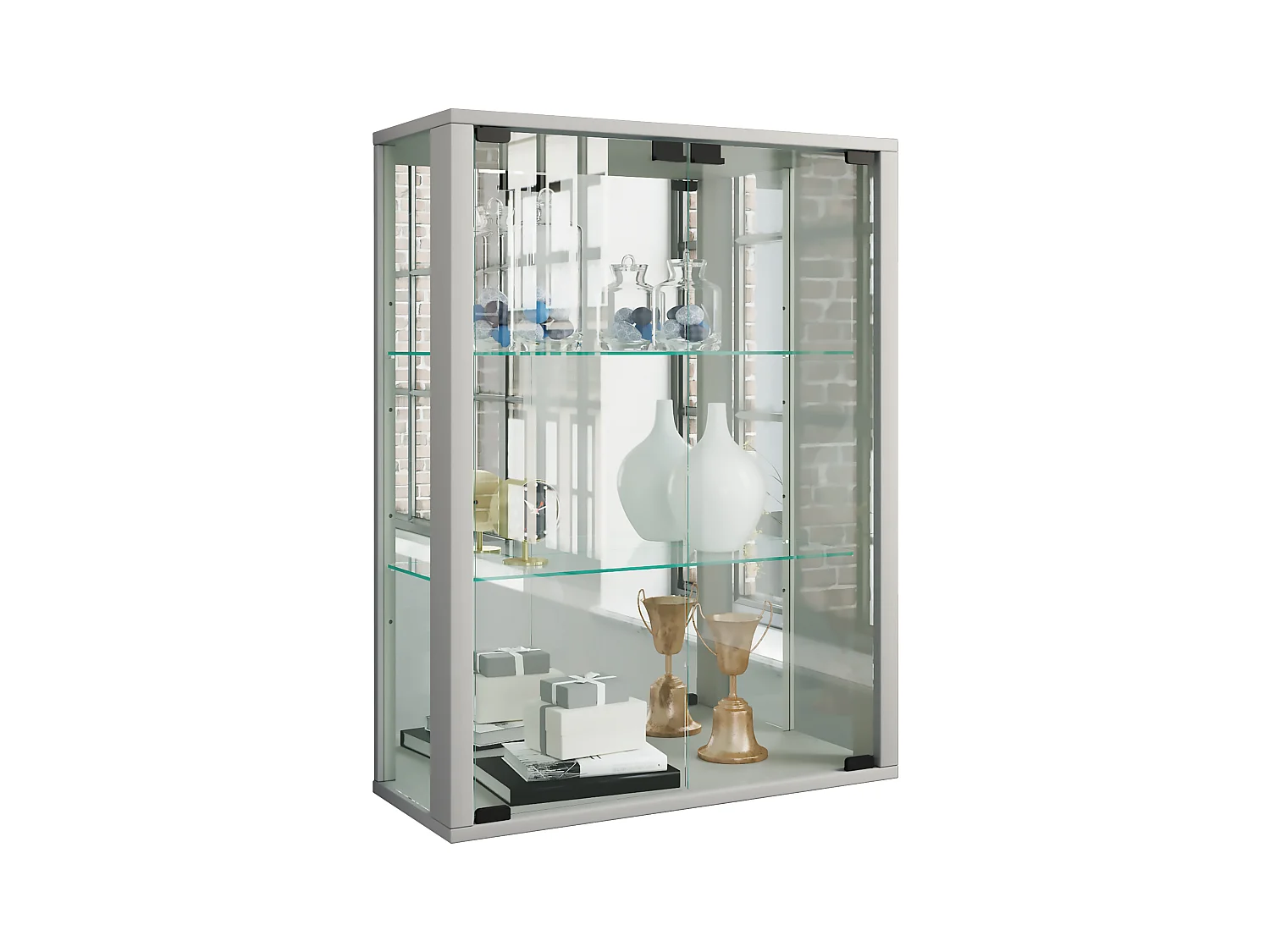 Wandvertoning kast glazen display unit Udina Spiegel