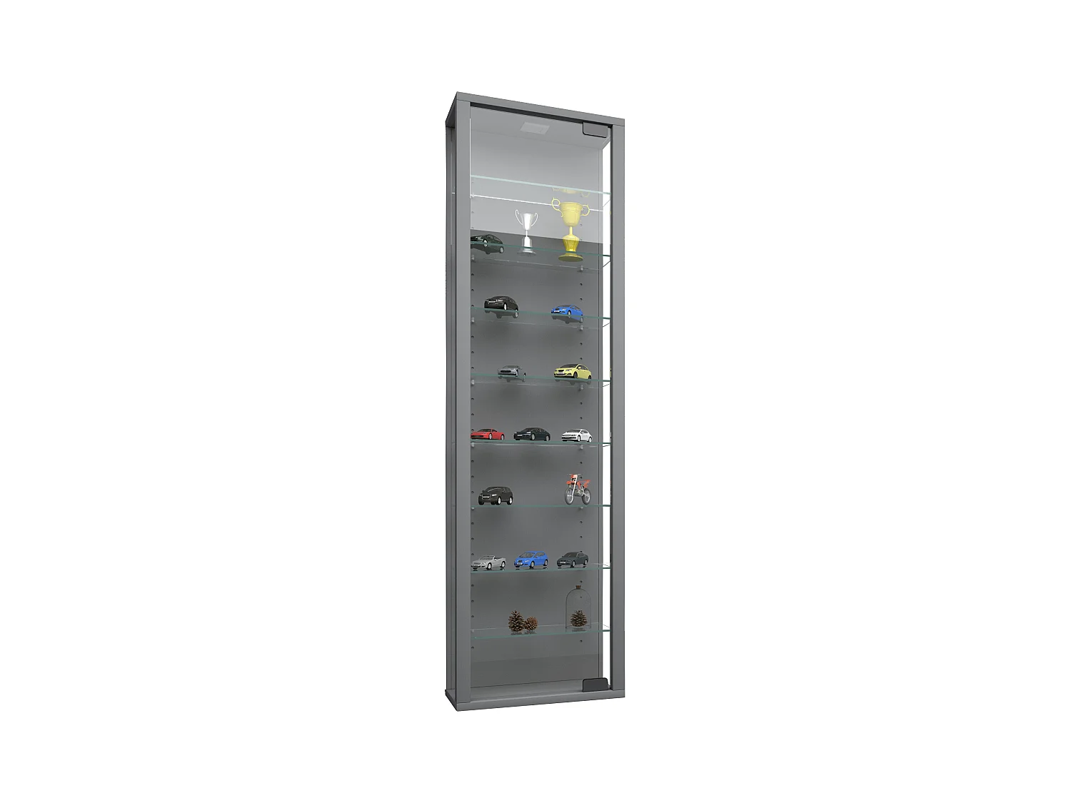 Wall display cabinet Stano Silver H. 115 x W. 33 x D. 18 cm