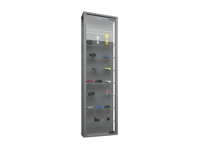 Wall display cabinet Stano Silver H. 115 x W. 33 x D. 18 cm