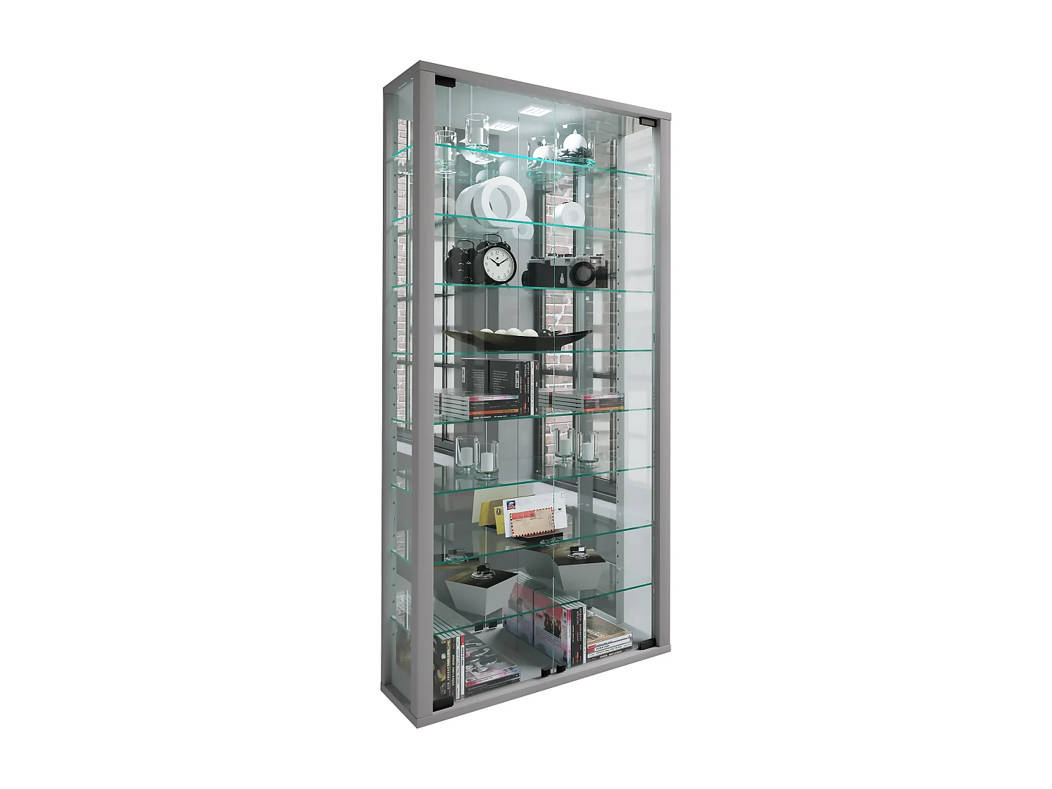 Wall display cabinet Vitrosa Silver H. 115 x W. 59 x D. 18 cm