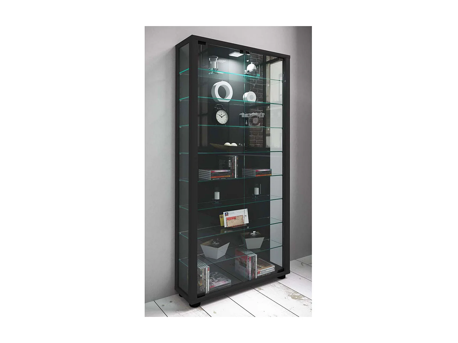 Armário em pé Lumo Preto A. 113 x L. 59 x P. 18 cm