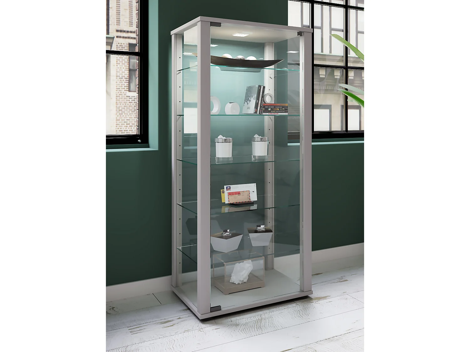 Standing cabinet Kavisa Silver H. 115 x W. 50 x D. 38 cm