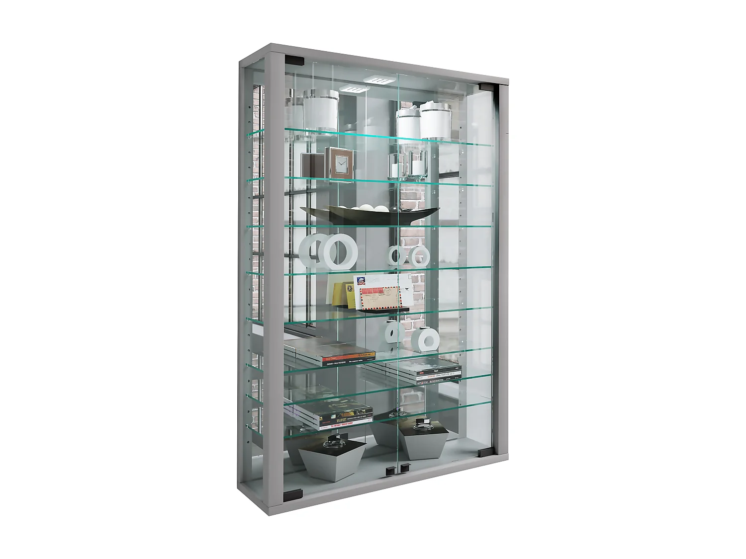 Wall display cabinet Vitrosa Silver H. 91 x W. 59 x D. 18 cm