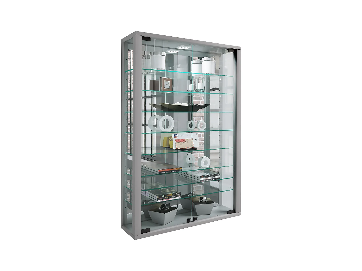 Wall display cabinet Vitrosa Silver H. 91 x W. 59 x D. 18 cm