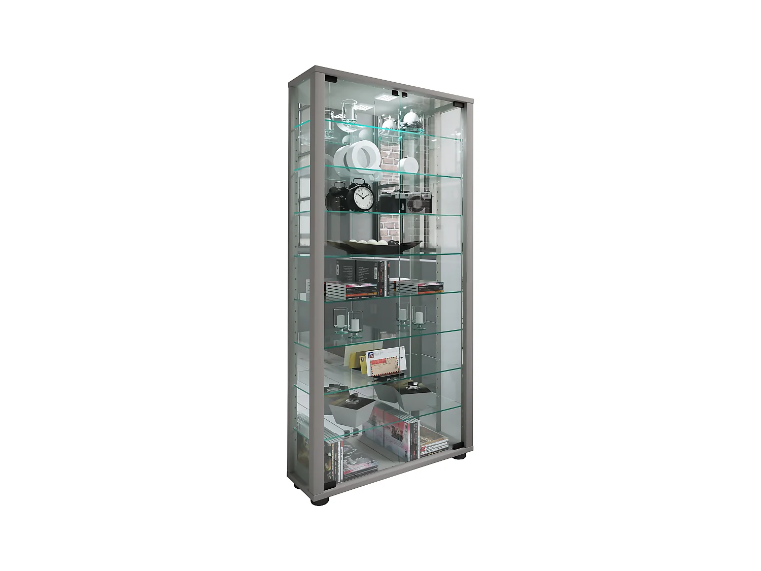 Glas Stand Vitrine Sammelvitrine Lumo Maxi Spiegel