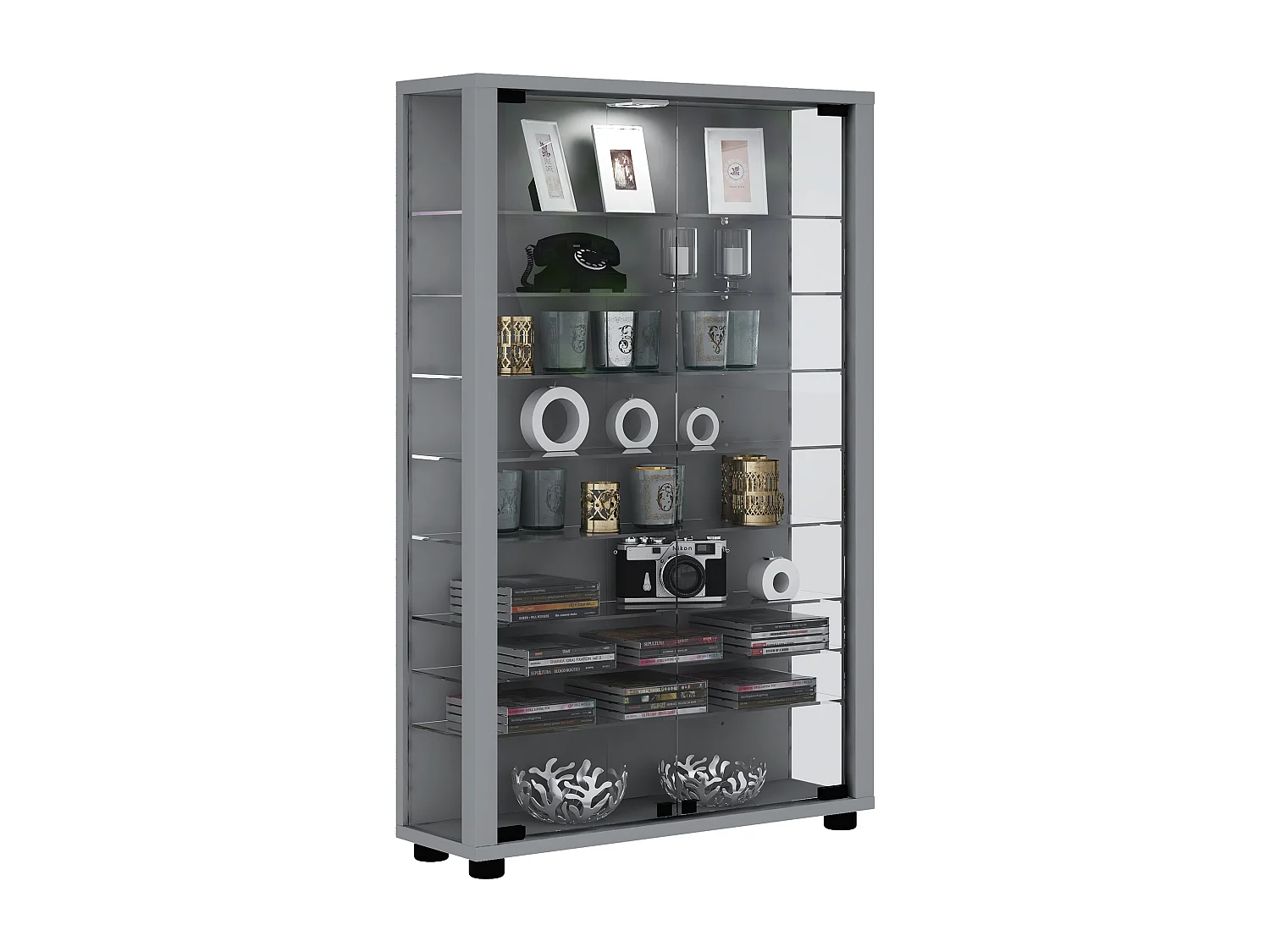 Standing cabinet Lumo Silver H. 90 x W. 59 x D. 18 cm