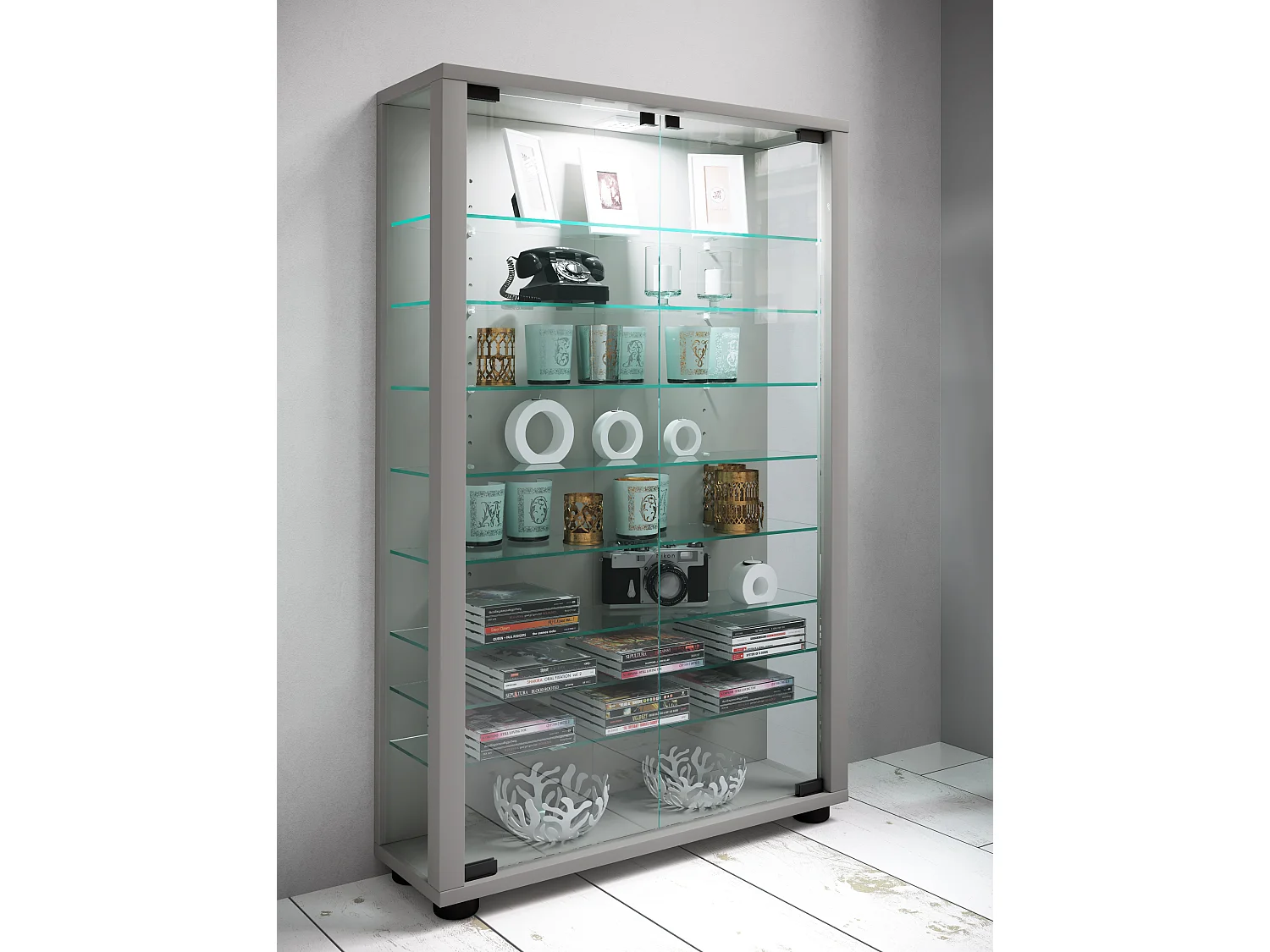 Standing cabinet Lumo Silver H. 90 x W. 59 x D. 18 cm