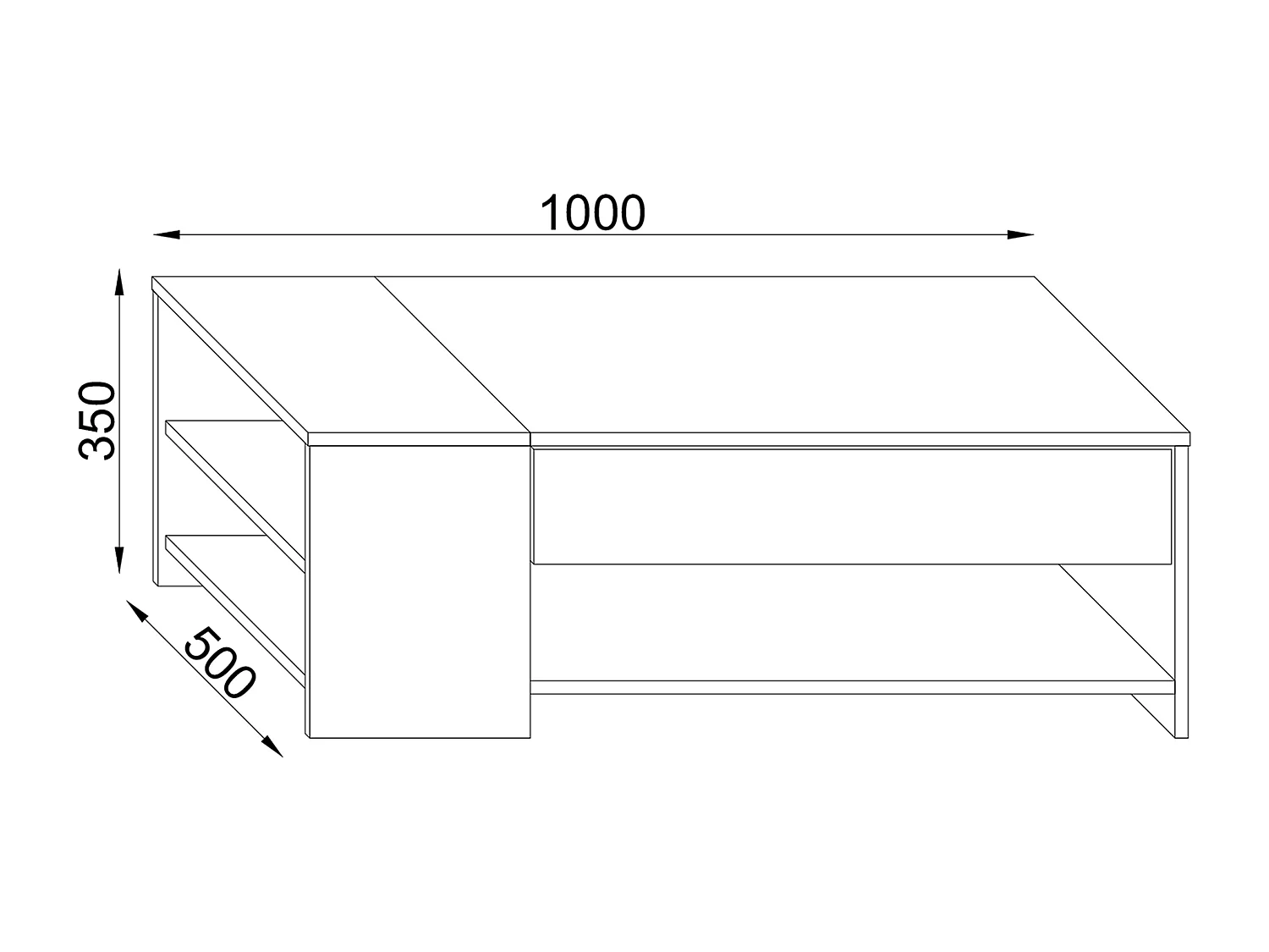 Side table & coffee table Tindus White / White H. 35 x W. 100 x D. 50 cm