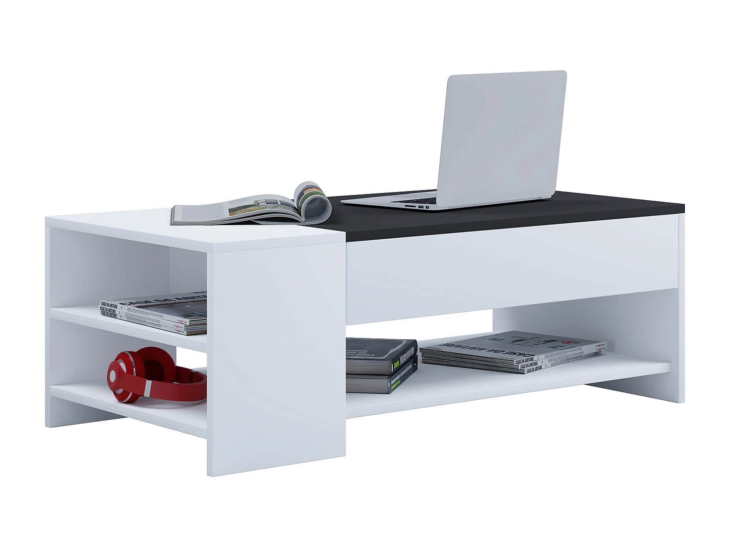 Side table & coffee table Tindus White / Black H. 35 x W. 100 x D. 50 cm