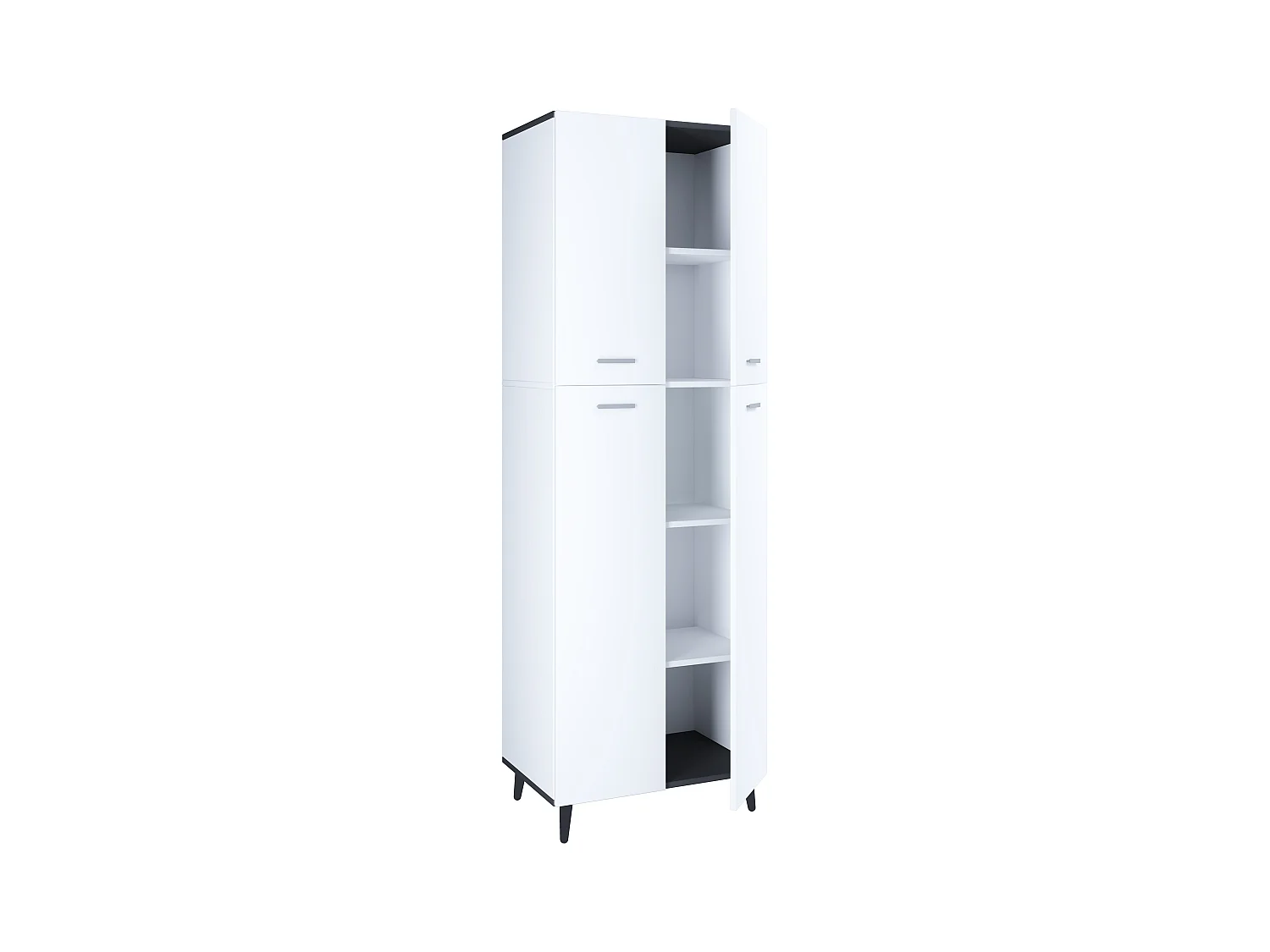 Multi-purpose cabinets Landos White / Anthracite H. 184 x W. 60 x D. 39 cm