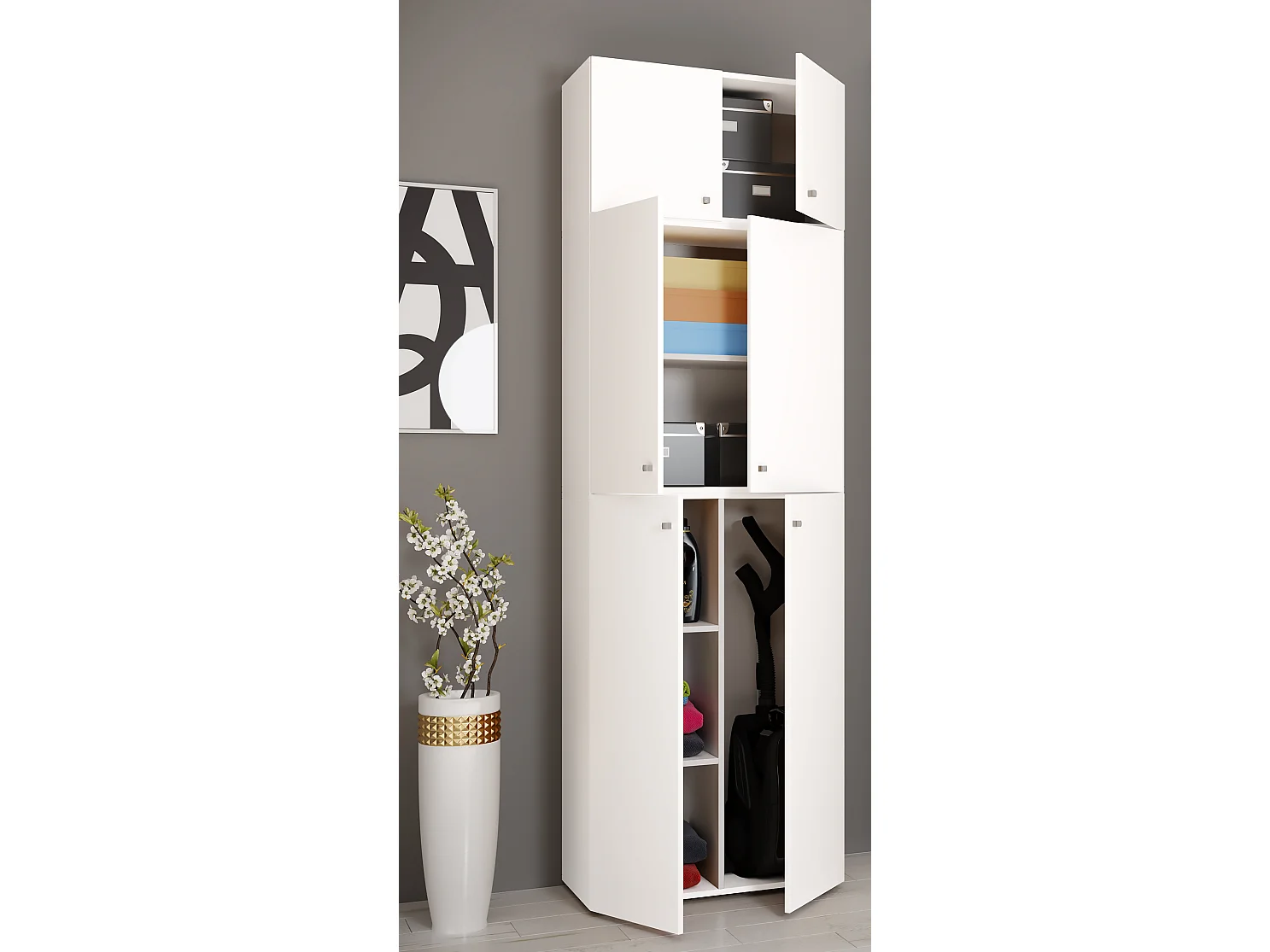 Holz Besenschrank Staubsauger Putzschrank Lona A