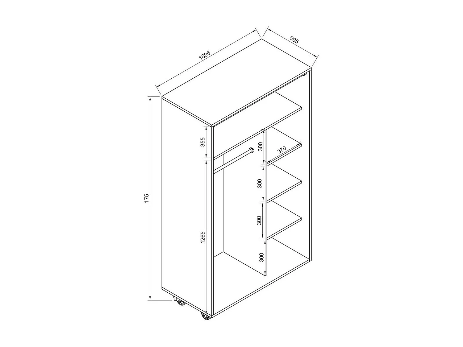Wardrobe Ostila White H. 175 x W. 101 x D. 51 cm