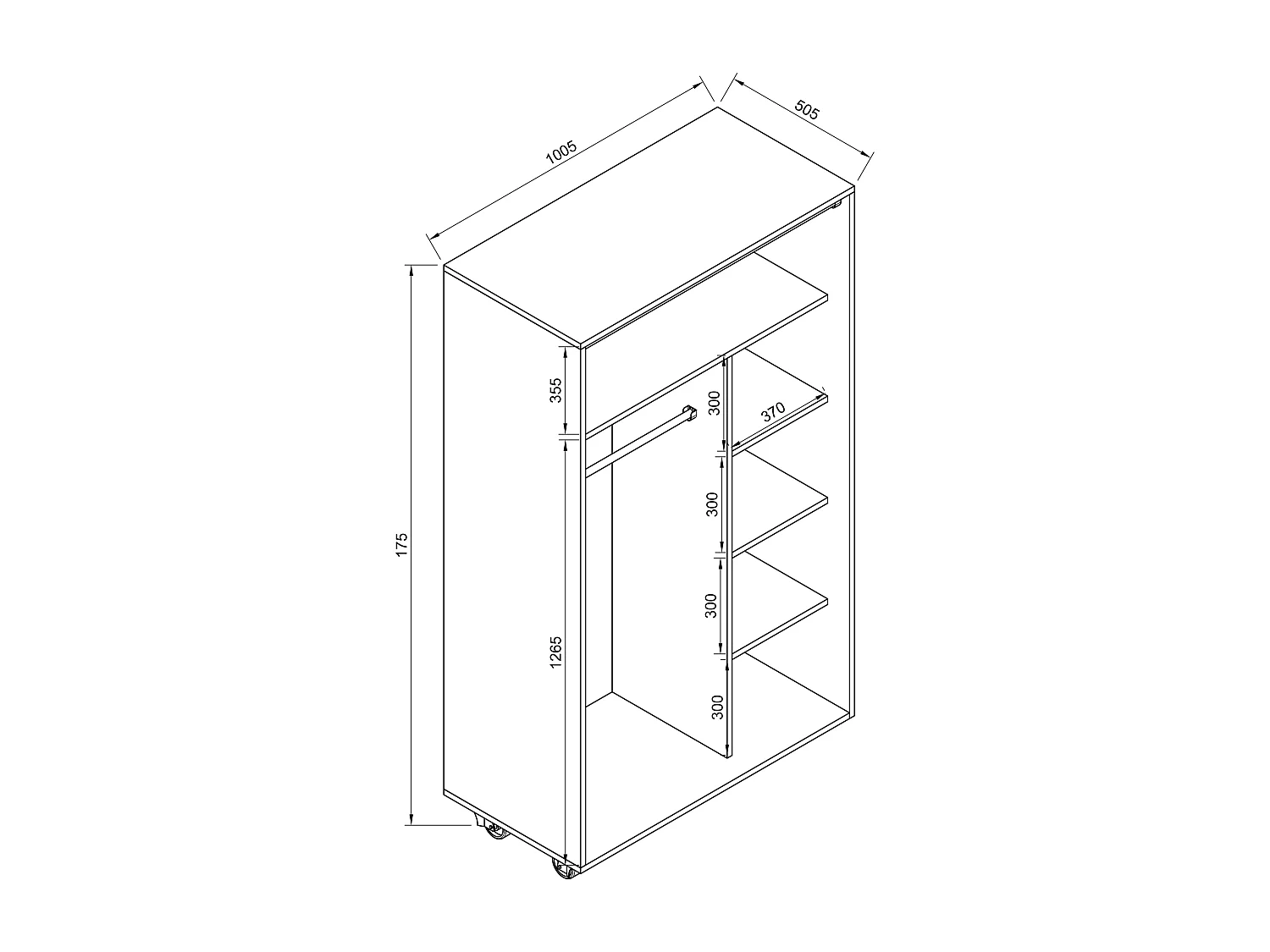 Wardrobe Ostila White H. 175 x W. 101 x D. 51 cm
