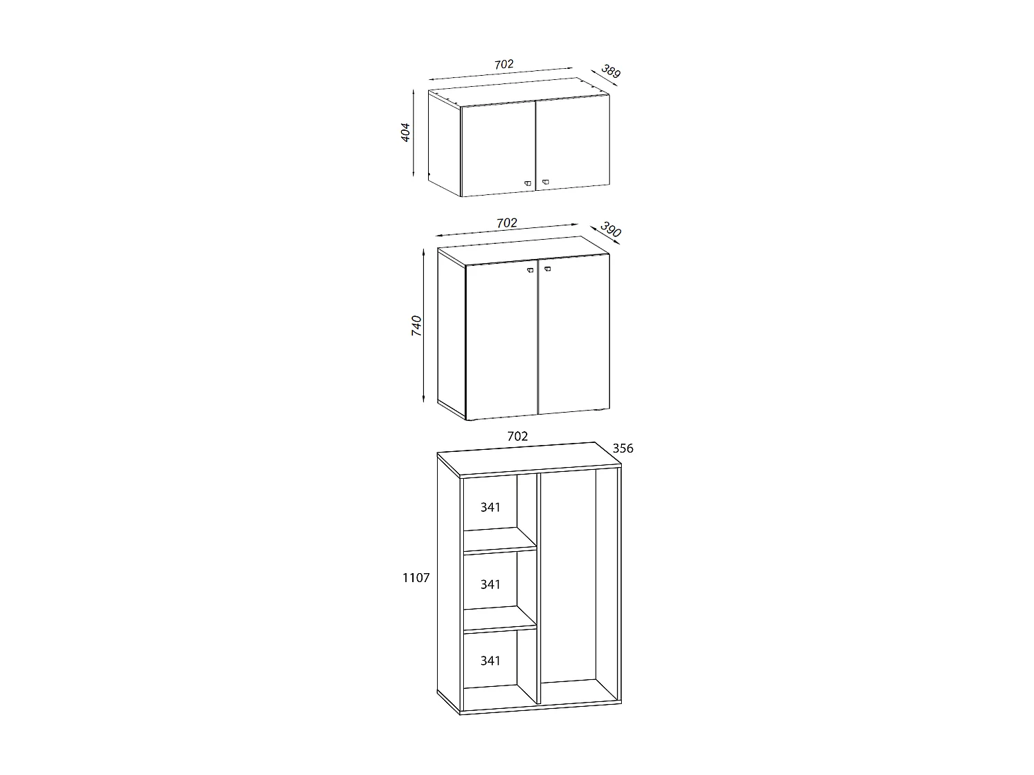 Multi-purpose cabinets Lona Sonoma Oak H. 223 x W. 70 x D. 39 cm