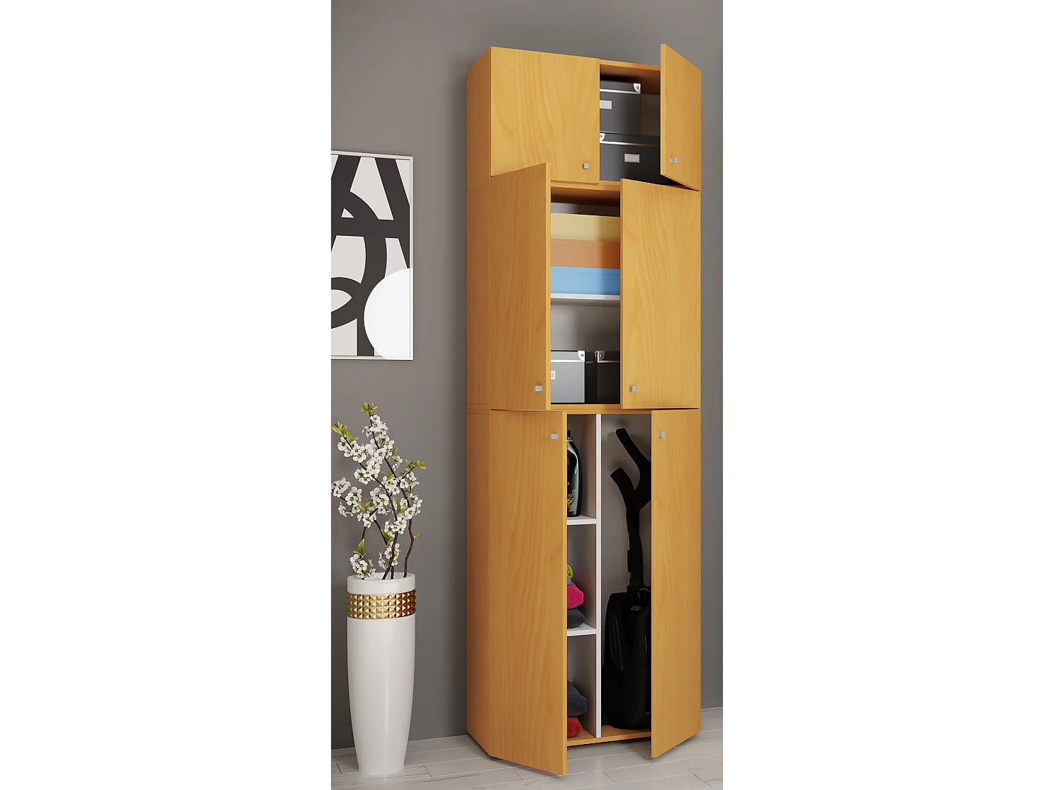 Holz Besenschrank Staubsauger Putzschrank Lona A